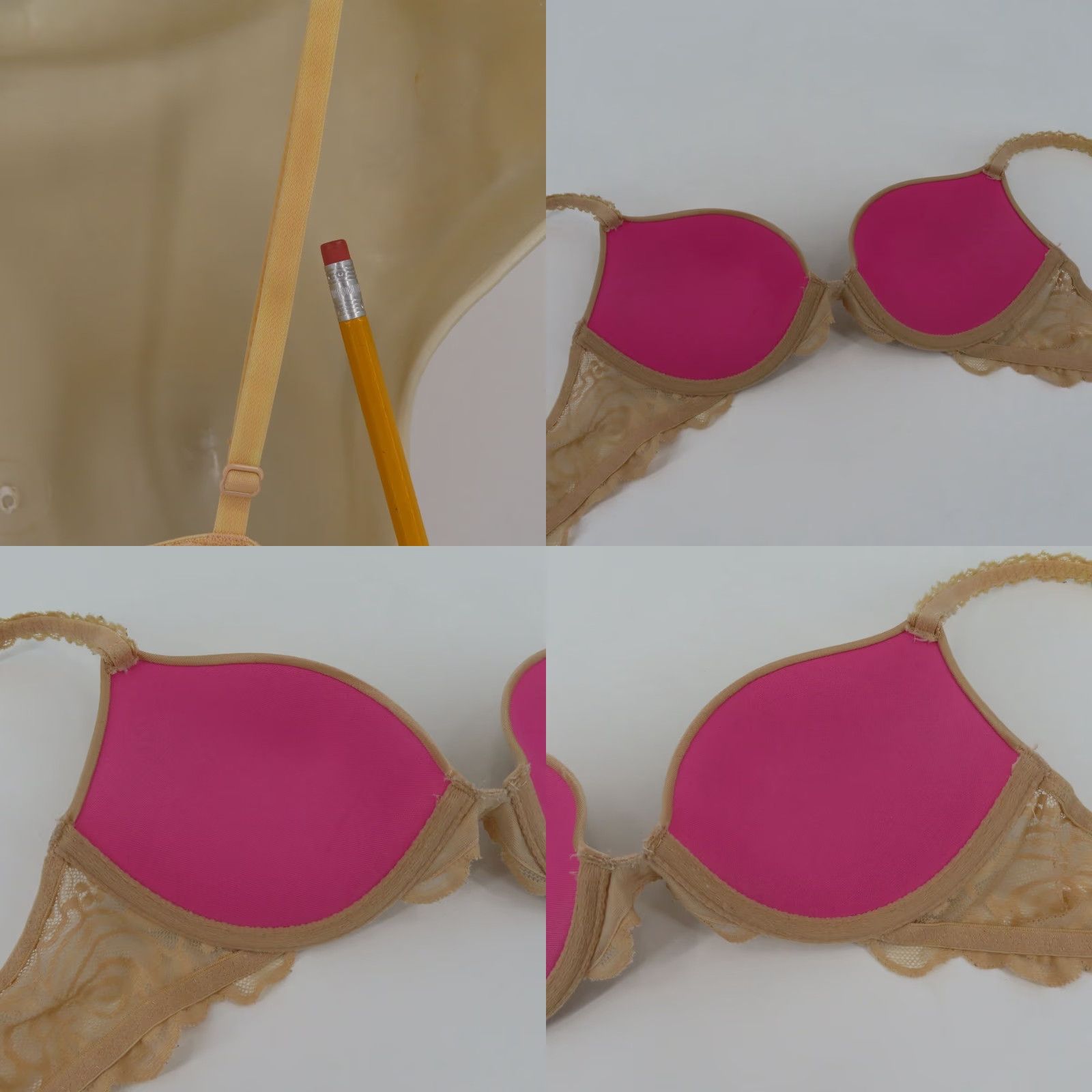 Victoria's Secret PINK Victoria's Secret 34B Push Up Bra Beige Floral Lace Underwire Padded Size ONE SIZE - 8 Thumbnail