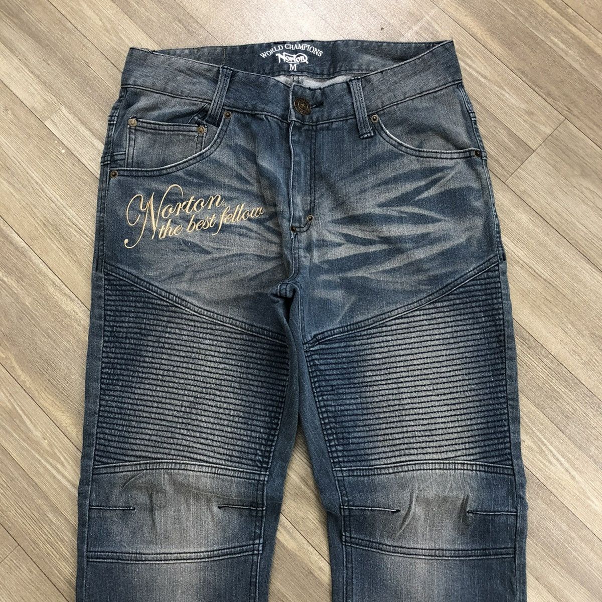 Norton × Sports Specialties 2000s Norton World Champions Biker Jeans Size US 31 - 2 Thumbnail