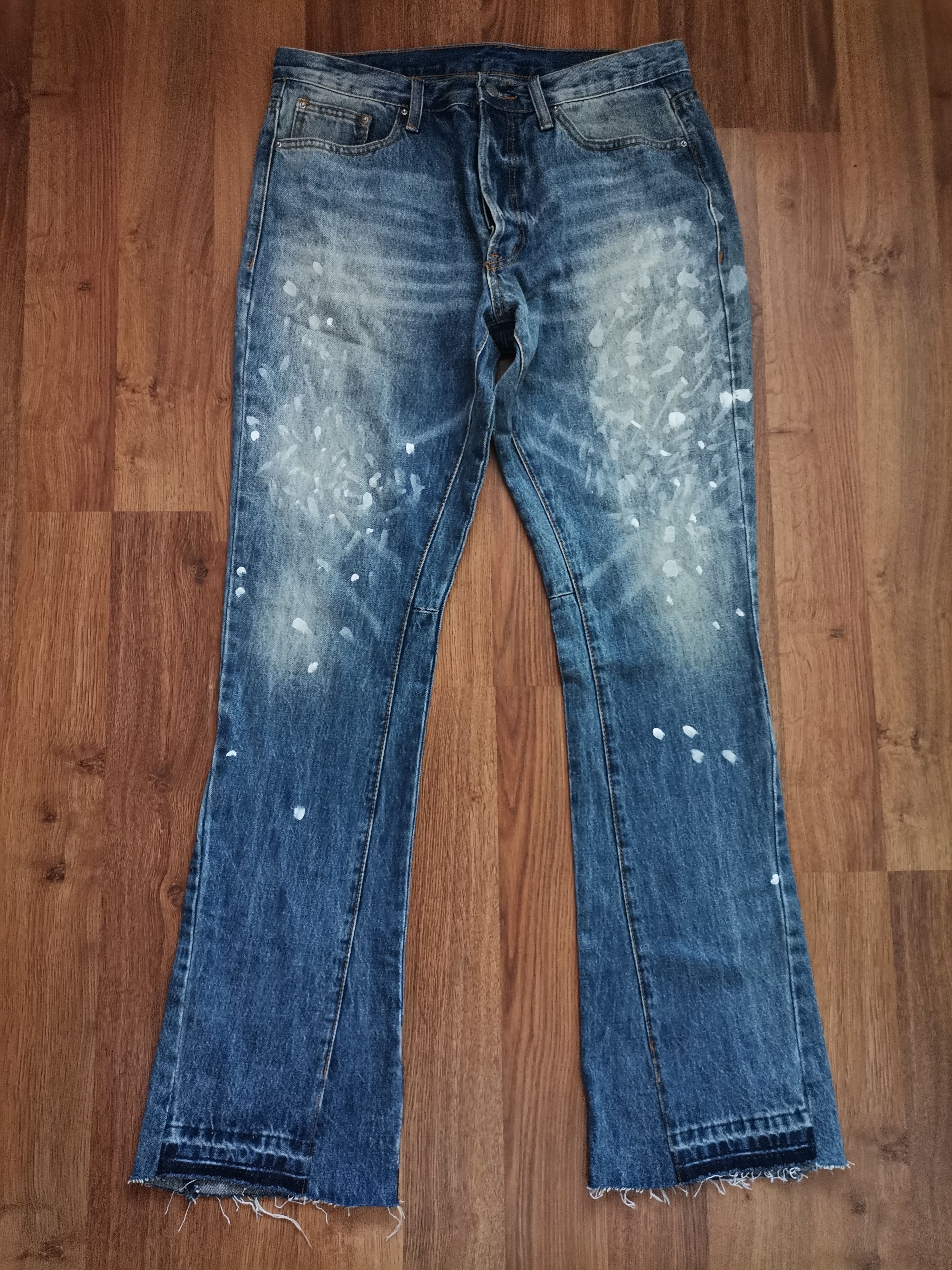 MNML MNML Distressed Painted Flared Jeans Size US 34 / EU 50 - 1 Thumbnail