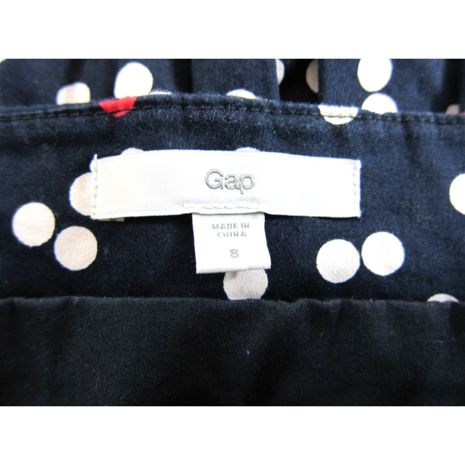 Gap GAP Navy Blue Red White Polka Dot Pocket Slip Dress 8 Cotton Stretch Sheath Dress Size M / US 6-8 / IT 42-44 - 3 Thumbnail