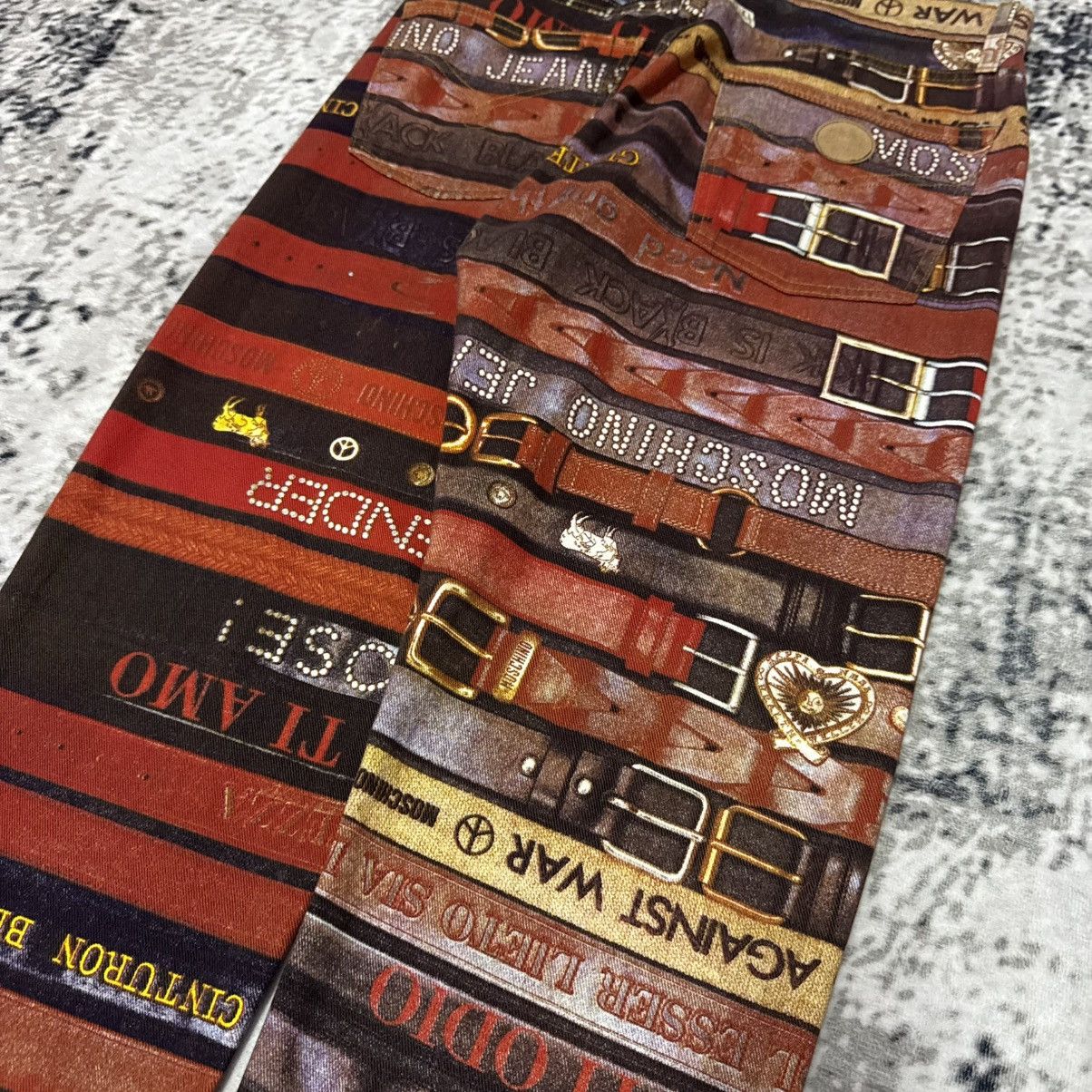 Moschino Archive 90s Moschino Trompe L’Oiel All Type Belt Denim Pants Size US 32 / EU 48 - 10 Thumbnail