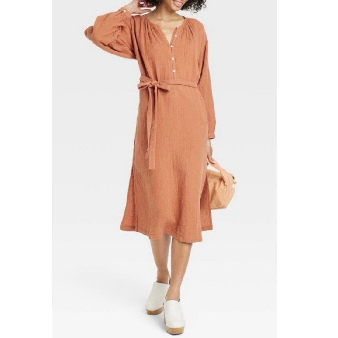 Other Women's Universal Thread Rust Balloon Sleeve Shirtdress - M Size M / US 6-8 / IT 42-44 - 1 Thumbnail