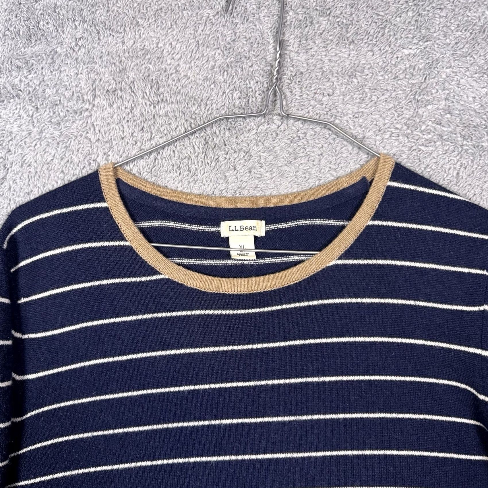 Vintage LL Bean Cashmere Sweater Women's XL Pullover Knit Classic Crewneck Stripe 515166 Size XL / US 12-14 / IT 48-50 - 4 Thumbnail