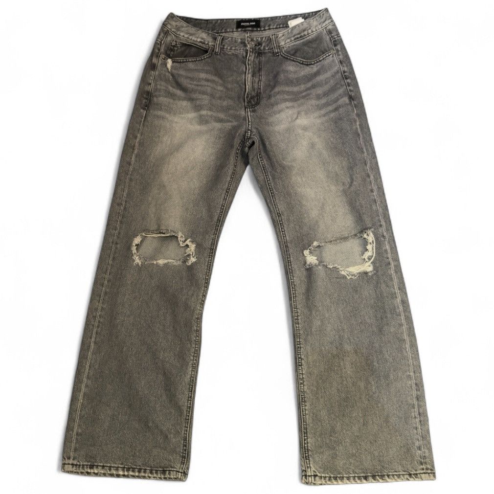 Japanese Brand Avant Garde Baggy Fatalism Black Wild Destroyed Wide Fit Size US 34 / EU 50 - 1 Thumbnail