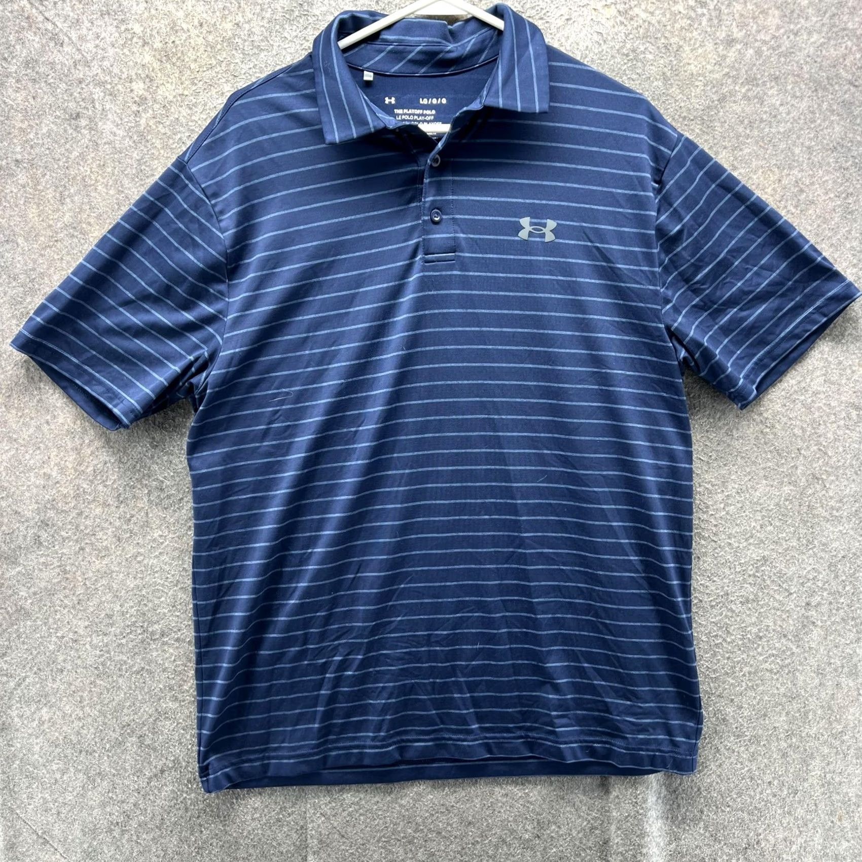 Under Armour Under Armour Playoff Polo Shirt Mens Large Blue Stripe Golf Loose Fit Top Size US L / EU 52-54 / 3 - 2 Thumbnail