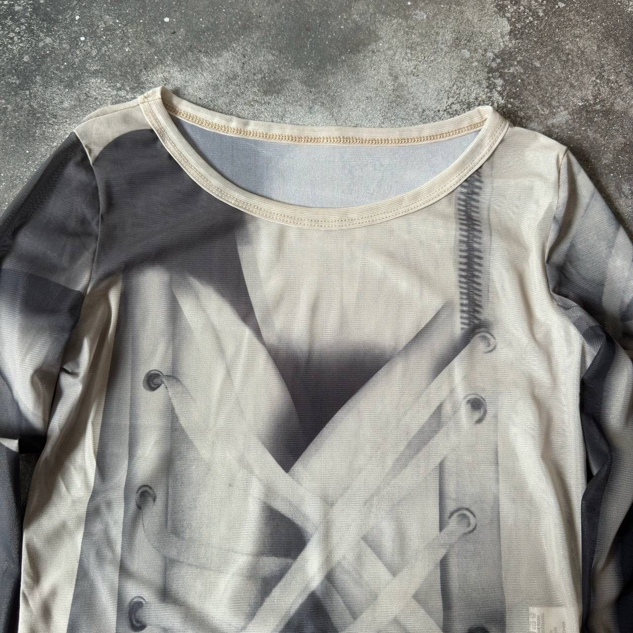 20471120 Y2K Japanese Mesh Long Sleeve Top (like Jean Paul Gaultier) Size S / US 4 / IT 40 - 2 Thumbnail