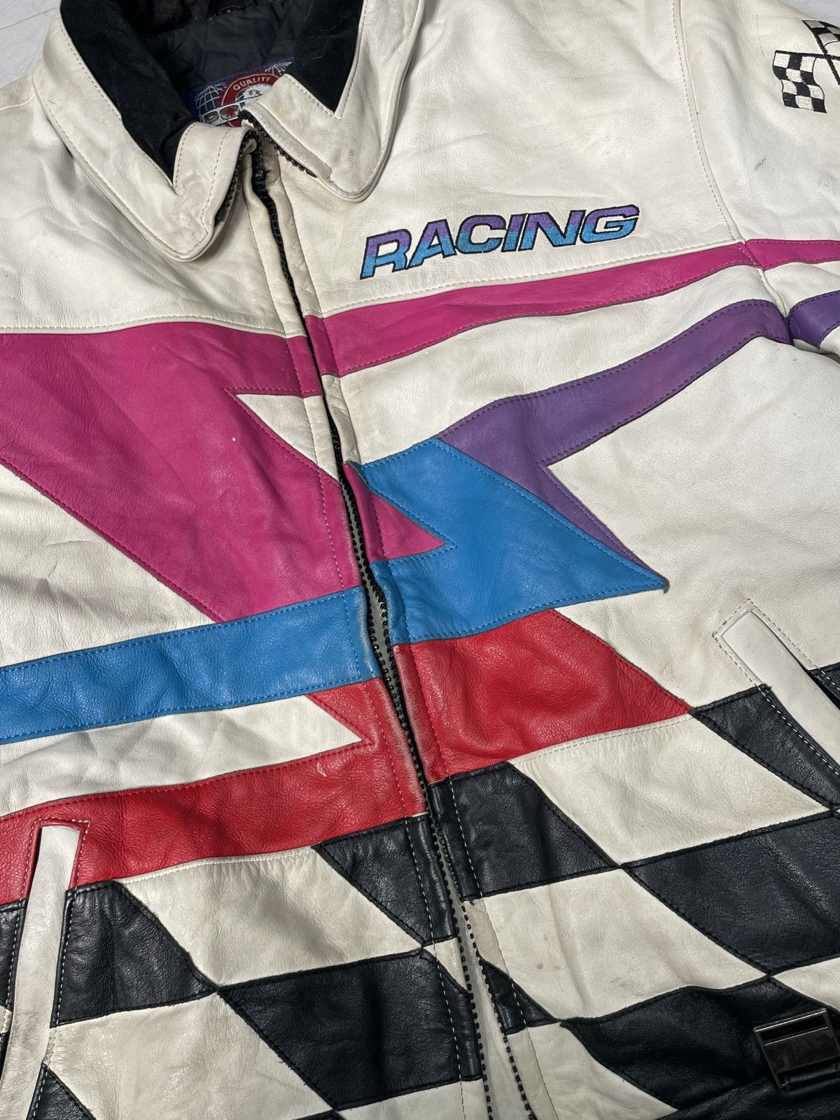 NASCAR Vintage 1990s Polaris Leather Racing Jacket Size US L / EU 52-54 / 3 - 3 Thumbnail