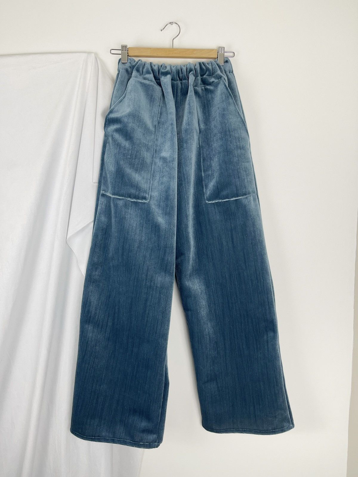Chorley Velvet shiny imitation denim baggy wide leg sweatpants Size US 34 / EU 50 - 1 Thumbnail