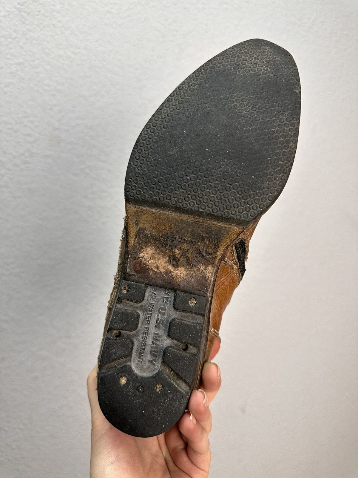 14th Addiction U.S.A Navy brown leather boots military archive workwear Size US 7 / EU 40 - 13 Thumbnail