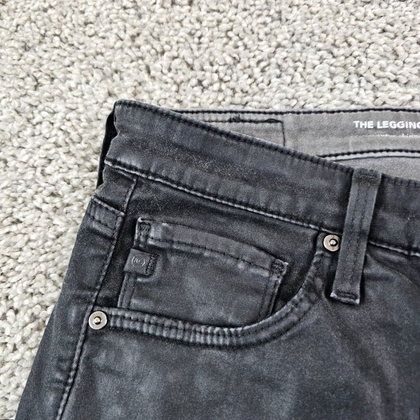 Vintage AG Adriano Goldschmied Coated Skinny Jeans Womens 28 Black 29 Inseam Regular Fit Size 28" / US 6 / IT 42 - 3 Thumbnail