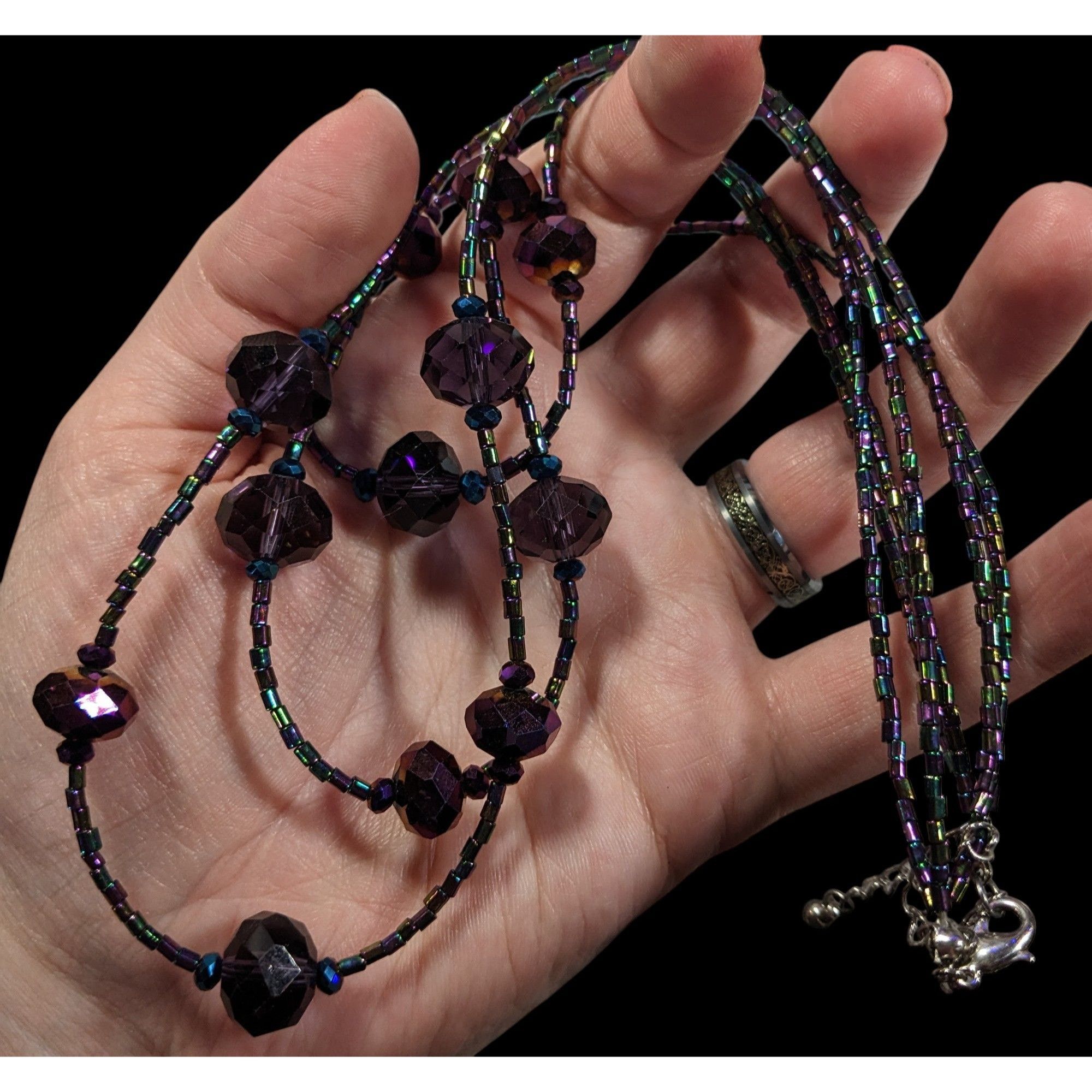 Other Whimsical Oil Slick Blue And Purple Glass Beaded Multilayer Size ONE SIZE - 3 Thumbnail