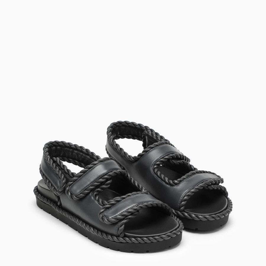 Bottega Veneta o1d2blof0824 Leather Sandals in Slate Grey Size US 7 / IT 37 - 2 Thumbnail