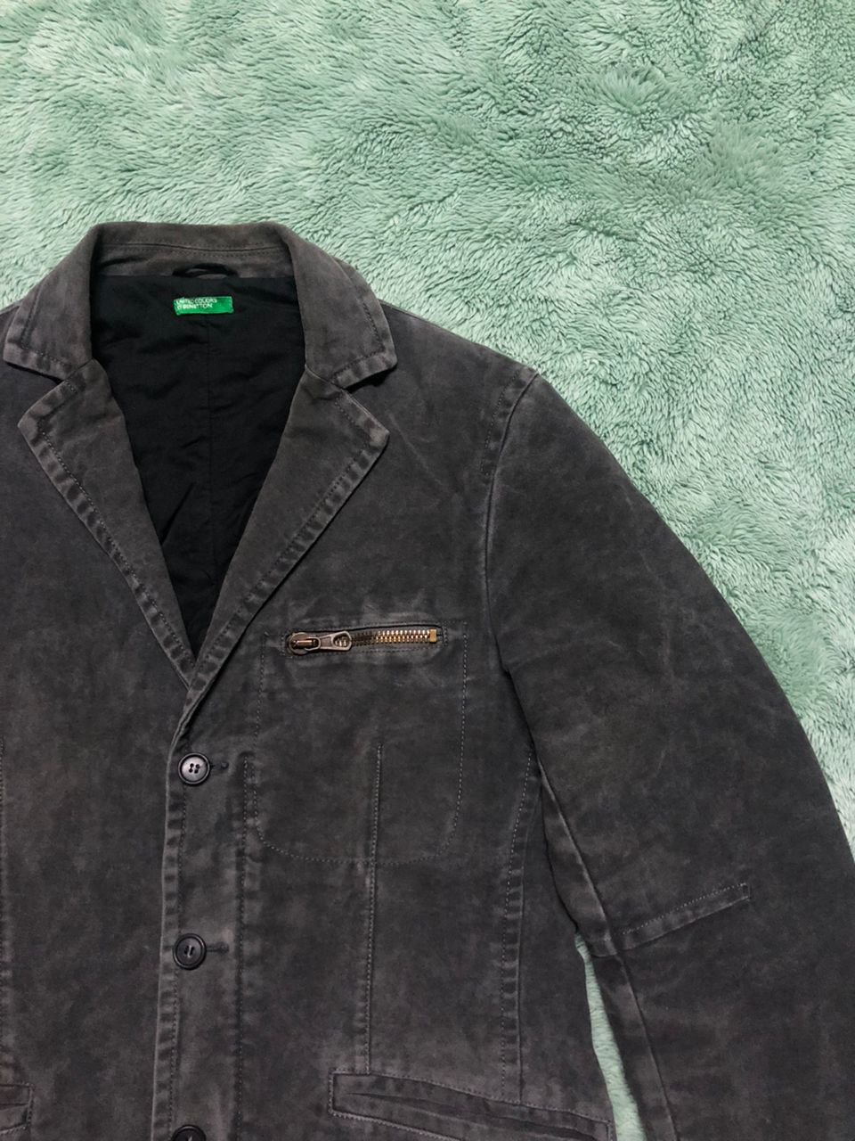 If Six Was Nine × United Colors Of Benetton UNITED COLORS OF BENETTON STONE WASH BLAZER ZIPPER JACKET Size US M / EU 48-50 / 2 - 6 Thumbnail