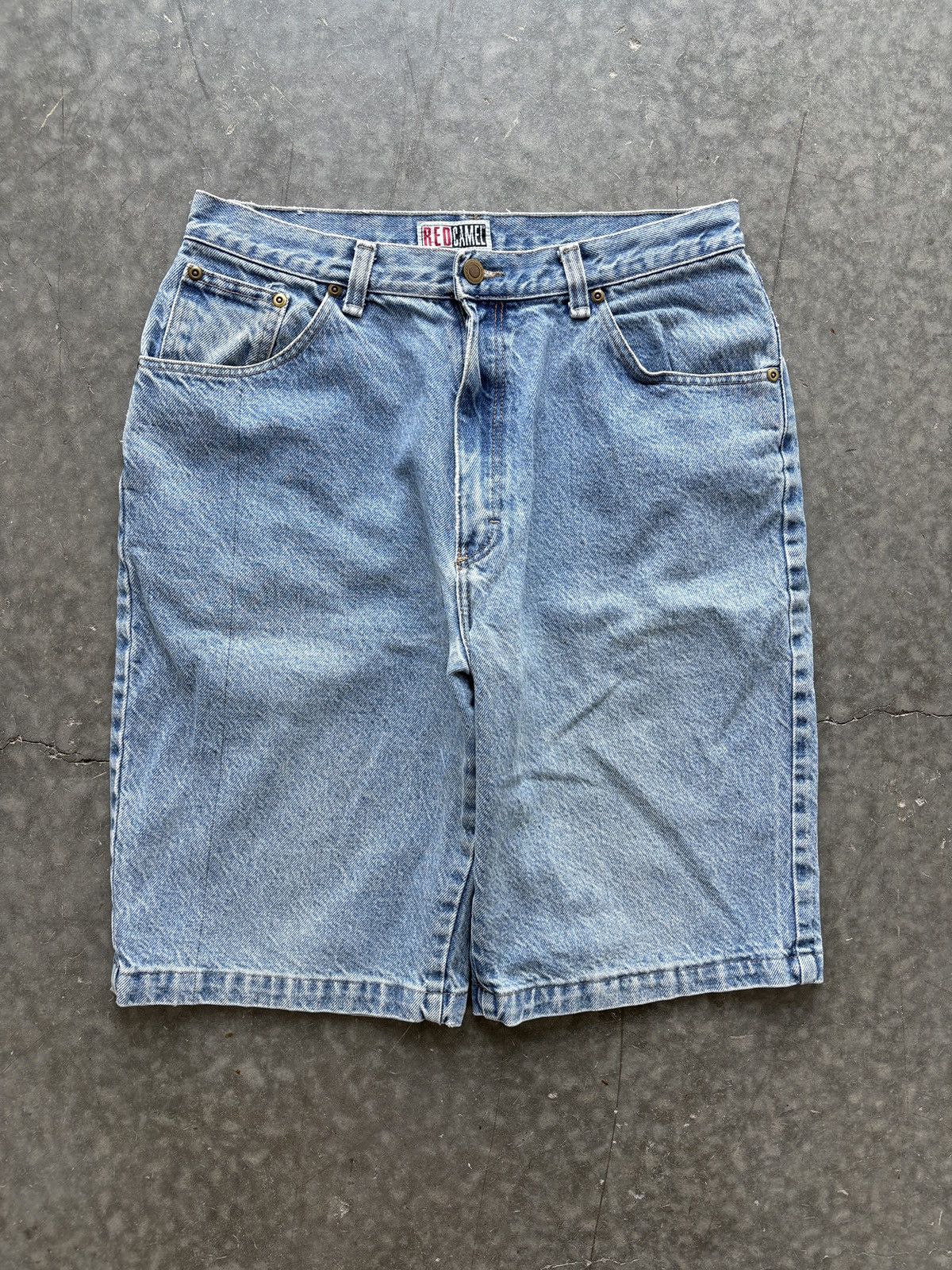 Vintage Y2K Red Camel Baggy Loose Jean Shorts Size 30