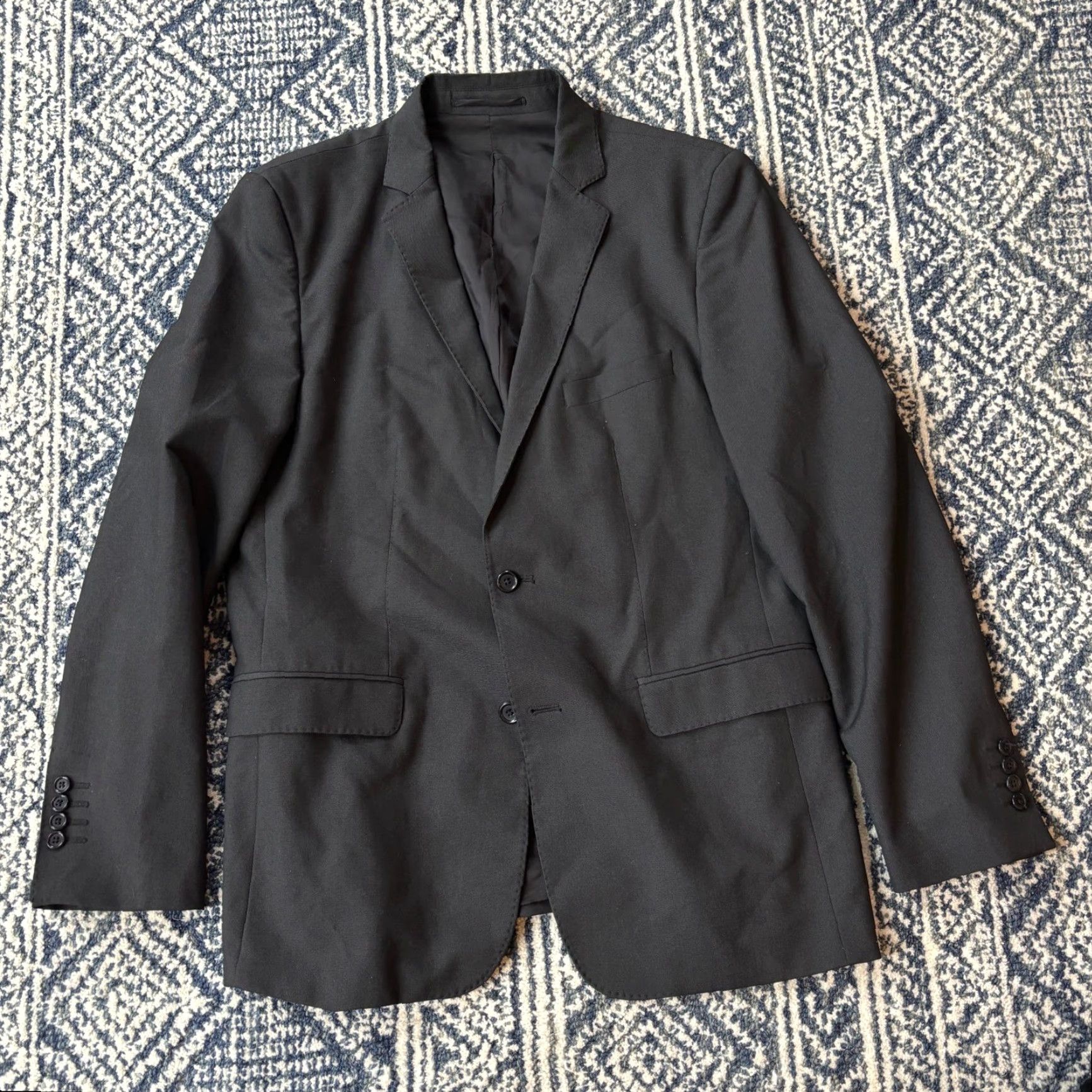 Zara Zara Man Basic Black Blazer Suit Jacket Mens Size 44 EU 54 Regular 2 Piece Notch Lapel Two-Button Double-Vented Black Blazer Jacket Mens Size 44R - 6 Thumbnail