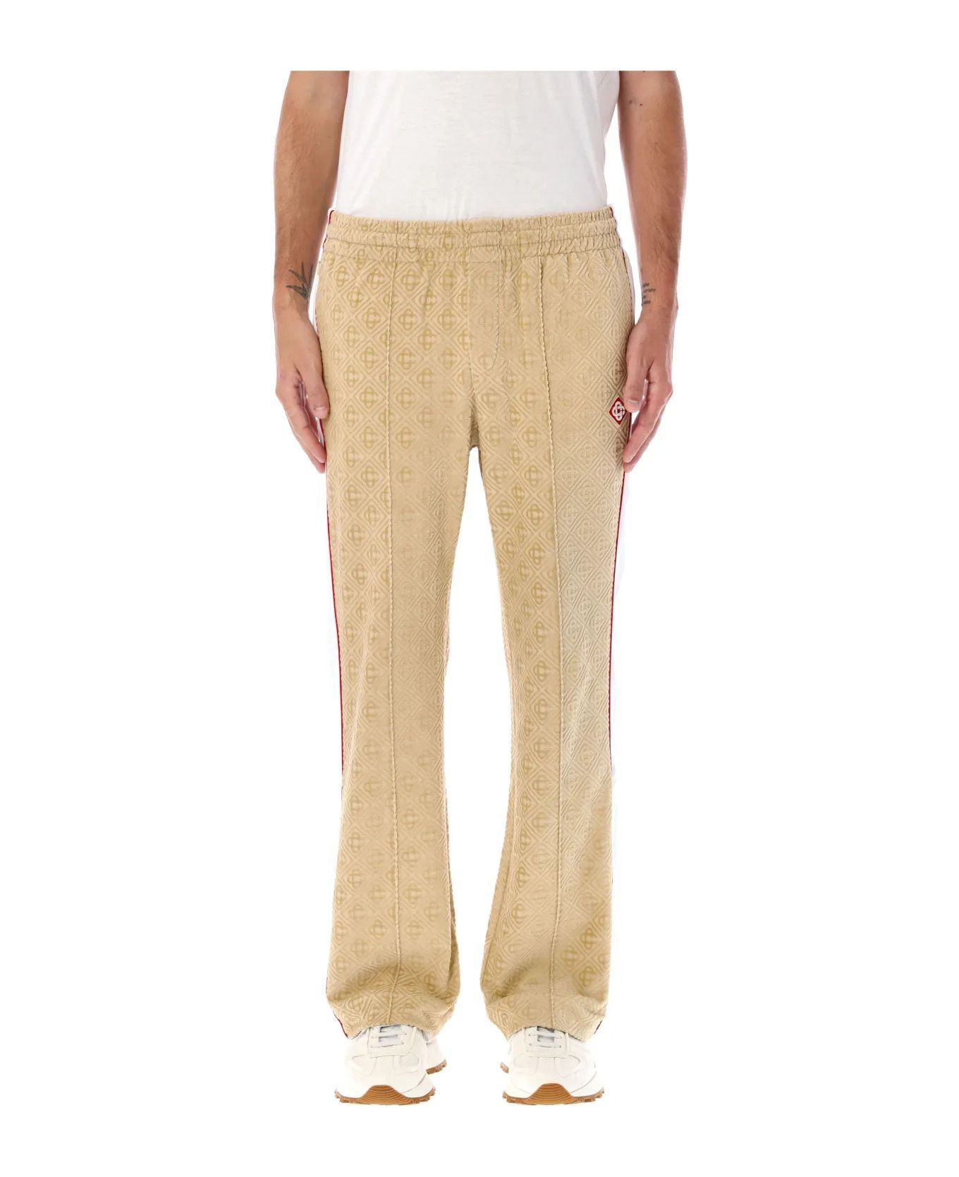 Casablanca o1mle0326 Monogram Velour Track Pants in Taupe Size US 32 / EU 48 - 1 Thumbnail
