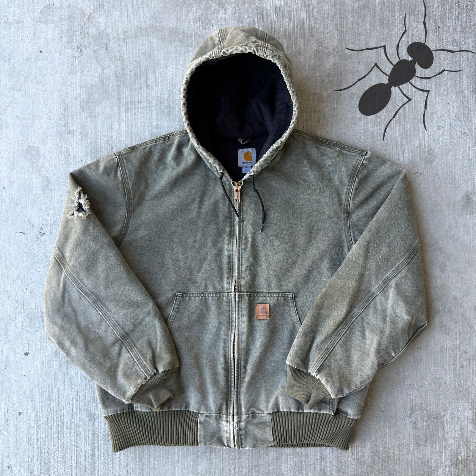 Carhartt × Vintage Carhartt J130 ARG green hooded work wear jacket Size US L / EU 52-54 / 3 - 1 Thumbnail