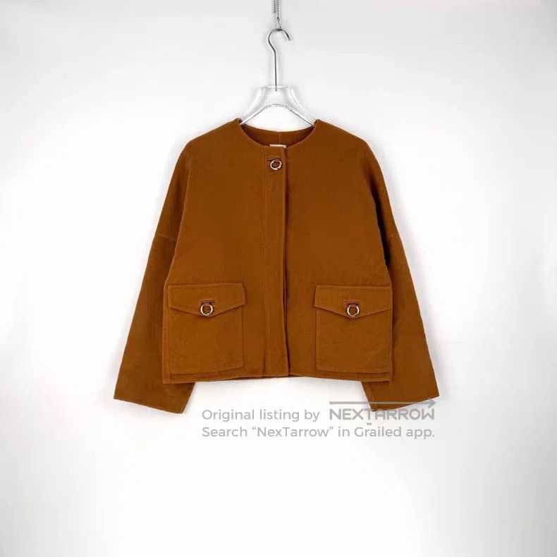 Hermes Hermes Orange Caramel Cashmere Tweed Jacket Size XS / US 0-2 / IT 36-38 - 3 Thumbnail