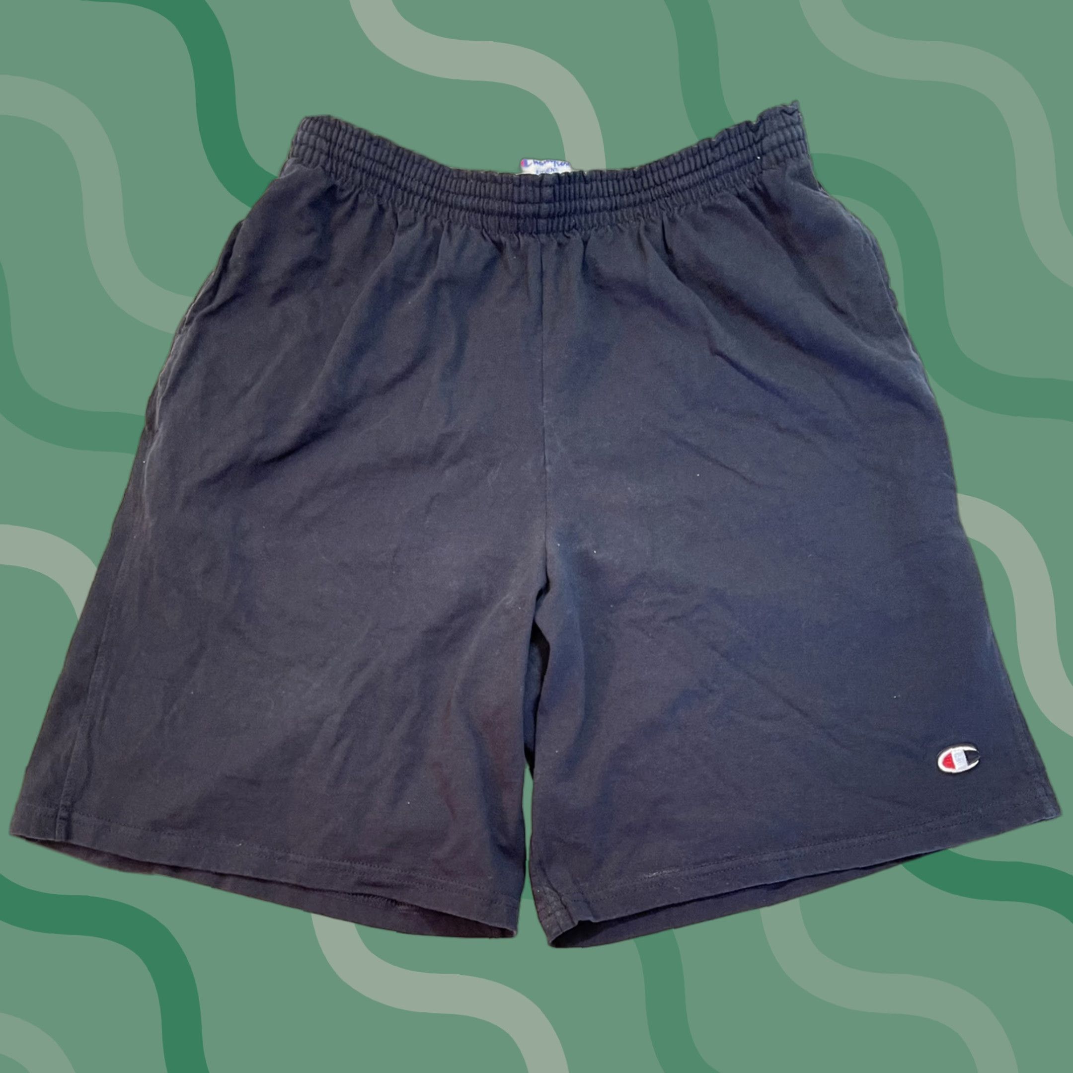 Champion VINTAGE Champion Mens Shorts Athletic 90s Navy Blue Embroidered Drawstring Elastic Waist M Size US 31 - 1 Thumbnail