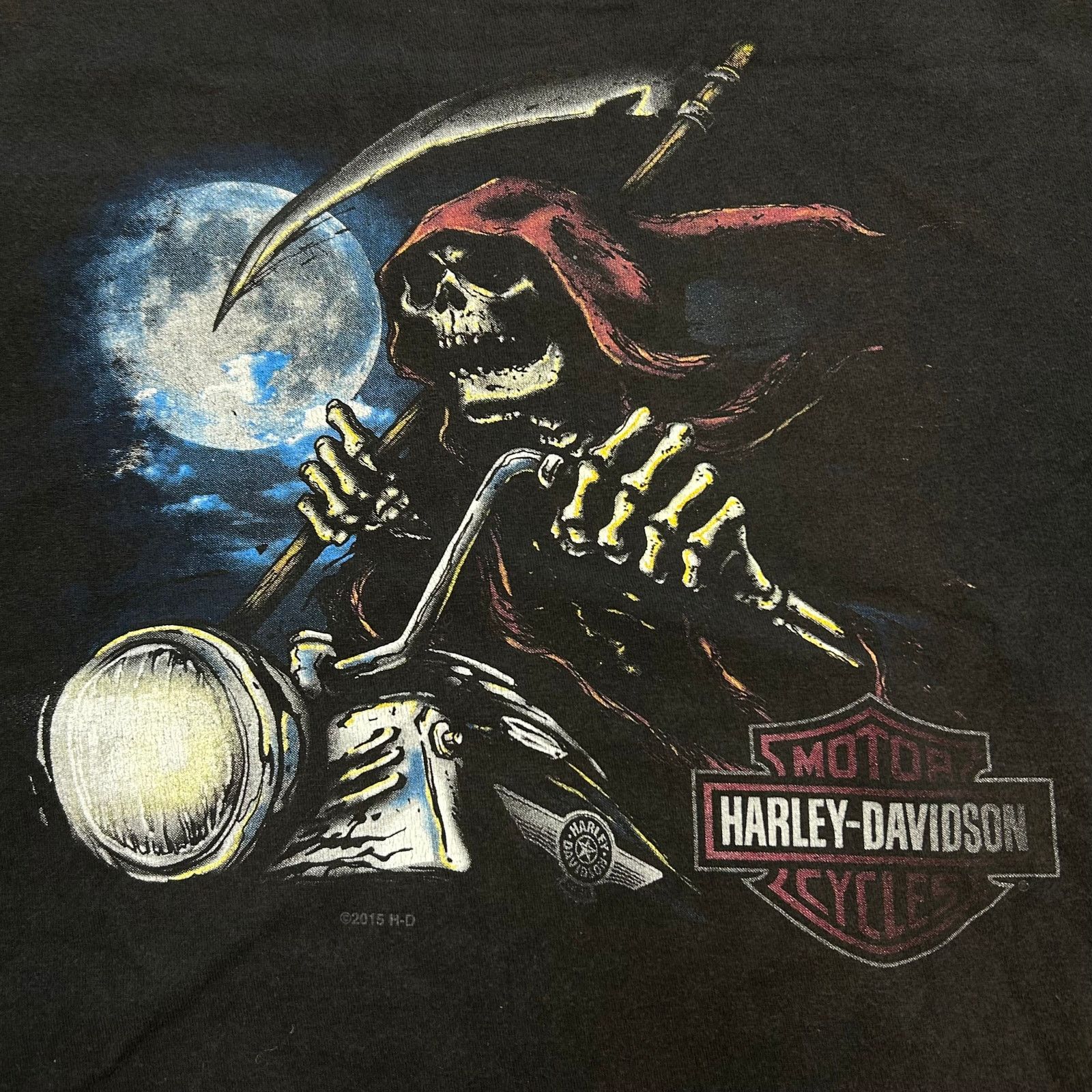 Harley Davidson × Vintage 2015 Harley Davidson Grim Reaper Black Tee T Shirt Medium Size US M / EU 48-50 / 2 - 2 Thumbnail