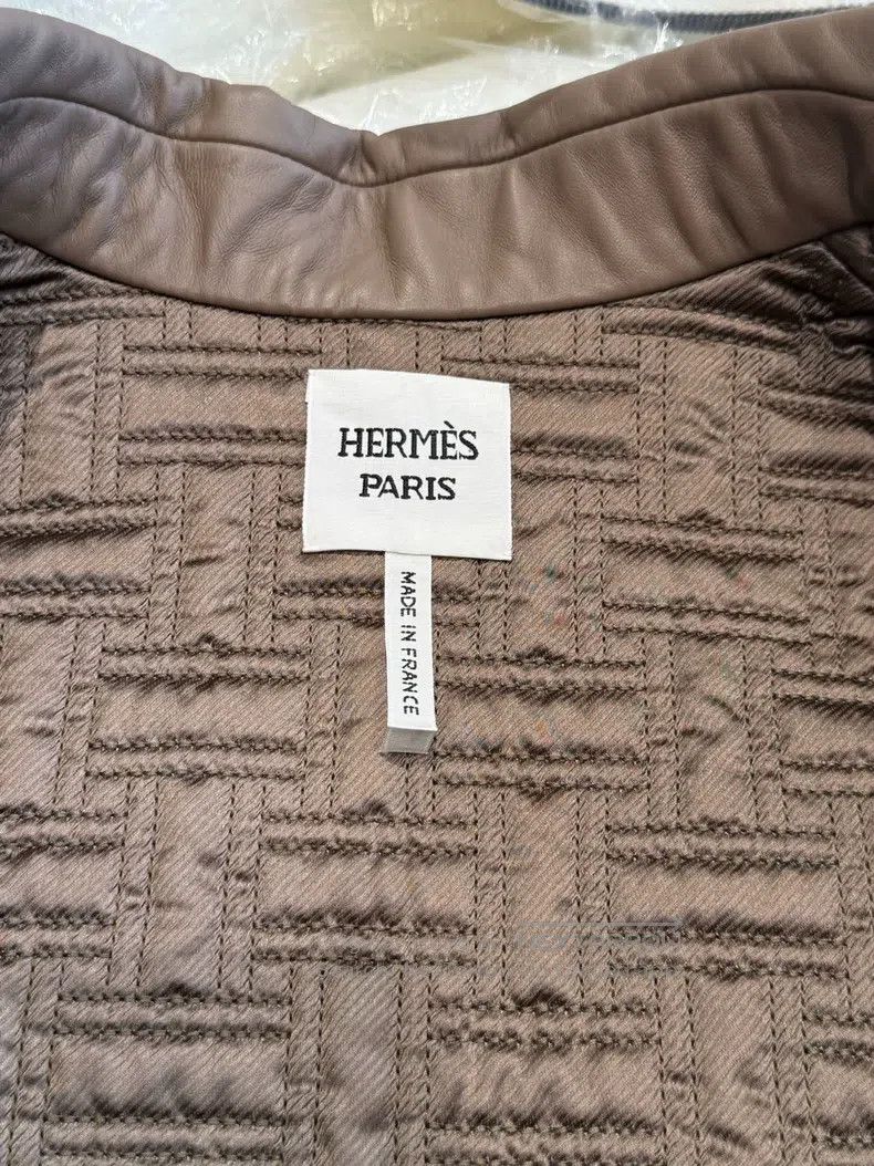 Hermes Cut-Out Leather Jacket, Elephant Grey