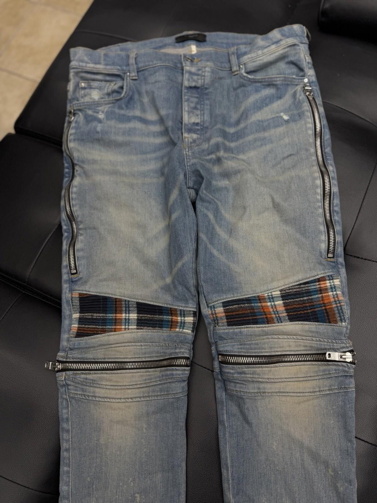 Amiri Size 38 - Amiri Blue Leg Logo Zipper Jeans Size US 38 / EU 54 - 2 Thumbnail