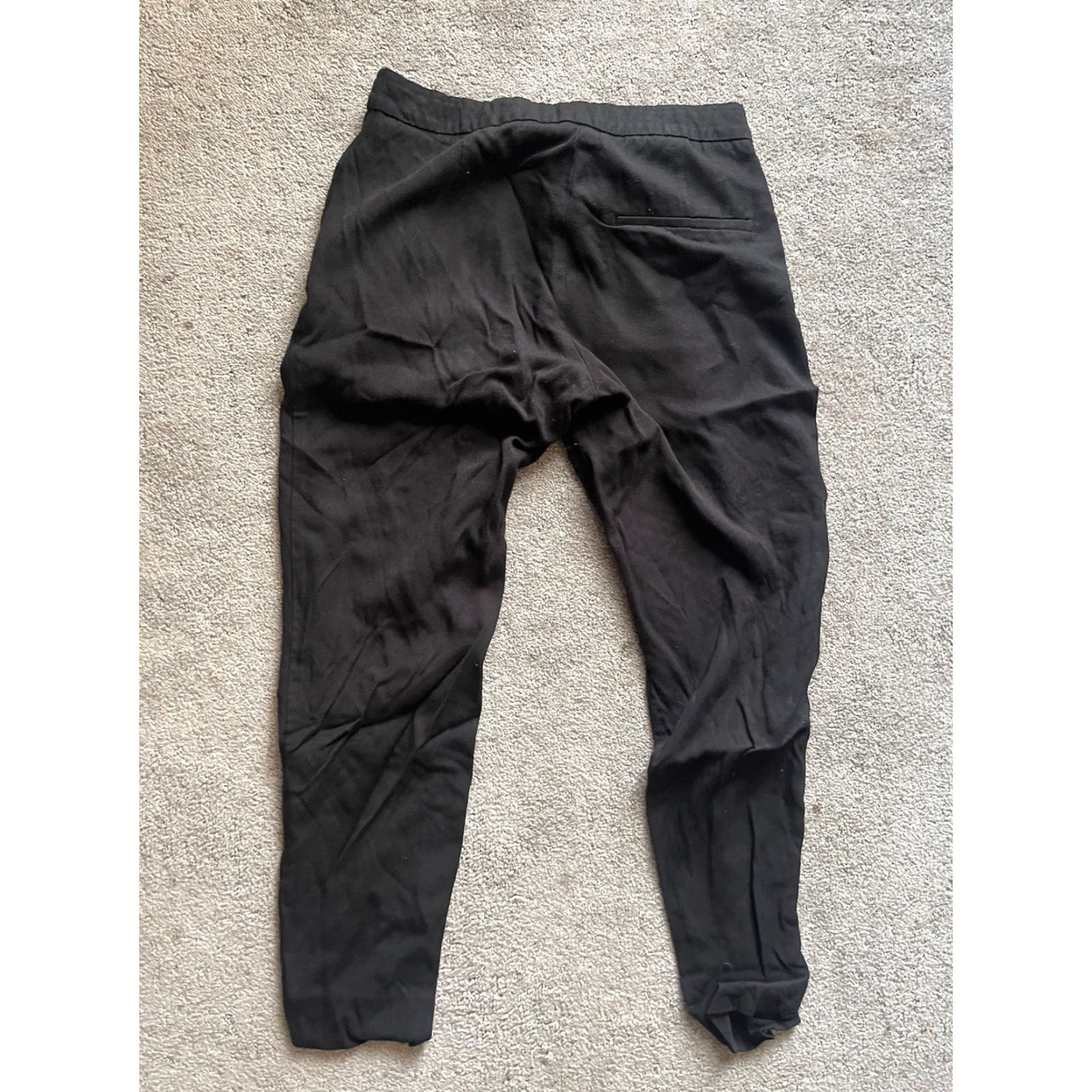 H&M H&M Black Trousers Mid Rise Flat Front Tapered Dress Pants Womens 2 Size 26" / US 2 / IT 38 - 2 Thumbnail
