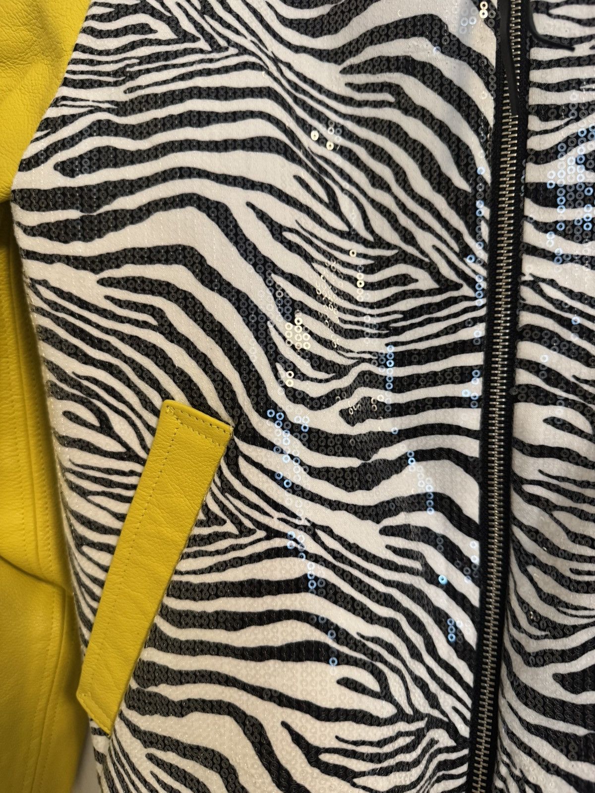 Other Stylish Designer Sequin and LeatherZebra Print Unisex Jacket Size US XS / EU 42 / 0 - 2 Thumbnail