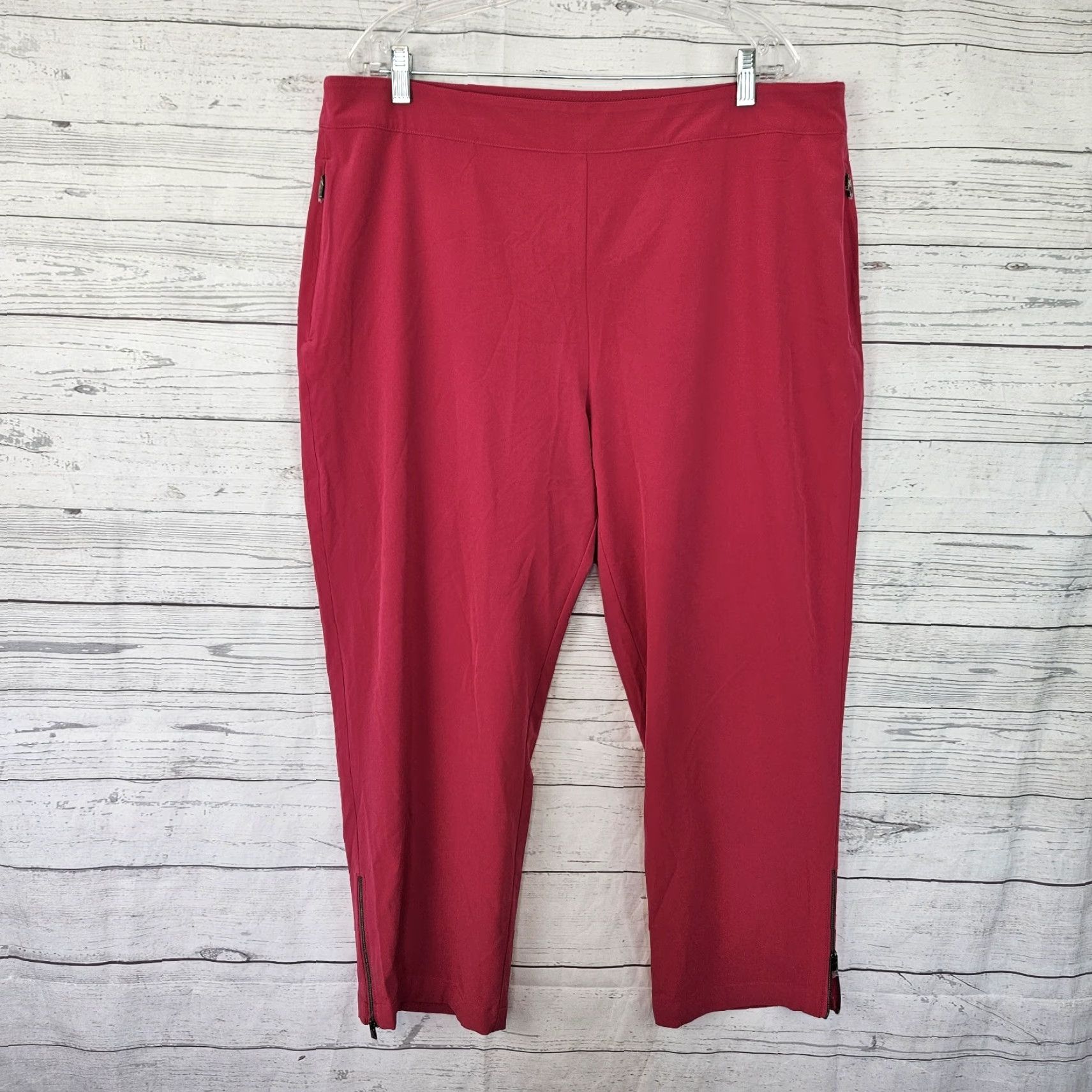 Vintage Chico's Zenergy Womens Cropped Pants Sz 16 Pink Zip Hem High Rise Cotton Blend 24" Inseam Womens Size 38" / US 16 / IT 52 - 2 Thumbnail
