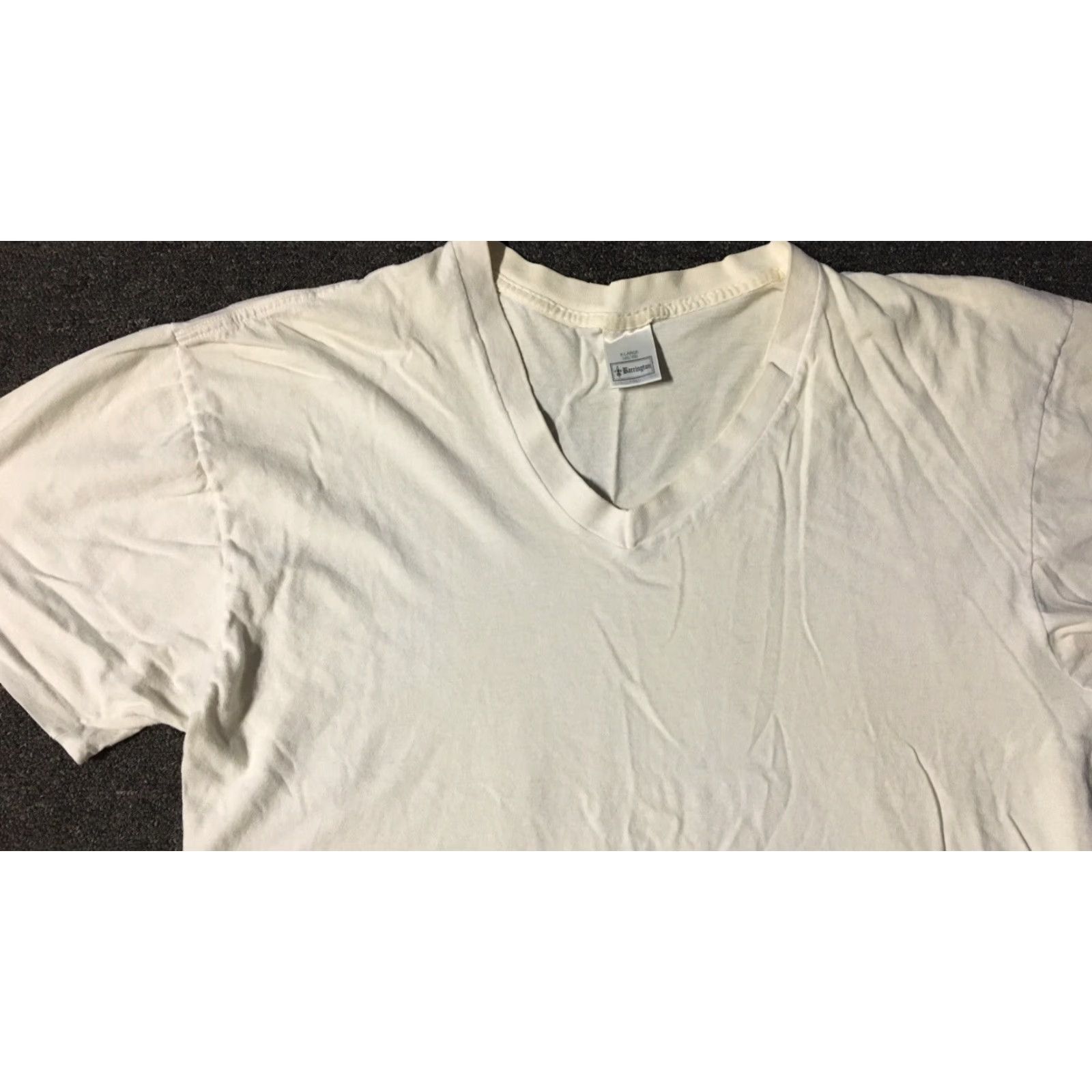 Vintage Vtg 90s Faded V Neck Shirt XL White USA Grunge Biker Punk Skate 80s 90s Vintage single stitch Mens T-Shirt Size US XL / EU 56 / 4 - 5 Thumbnail