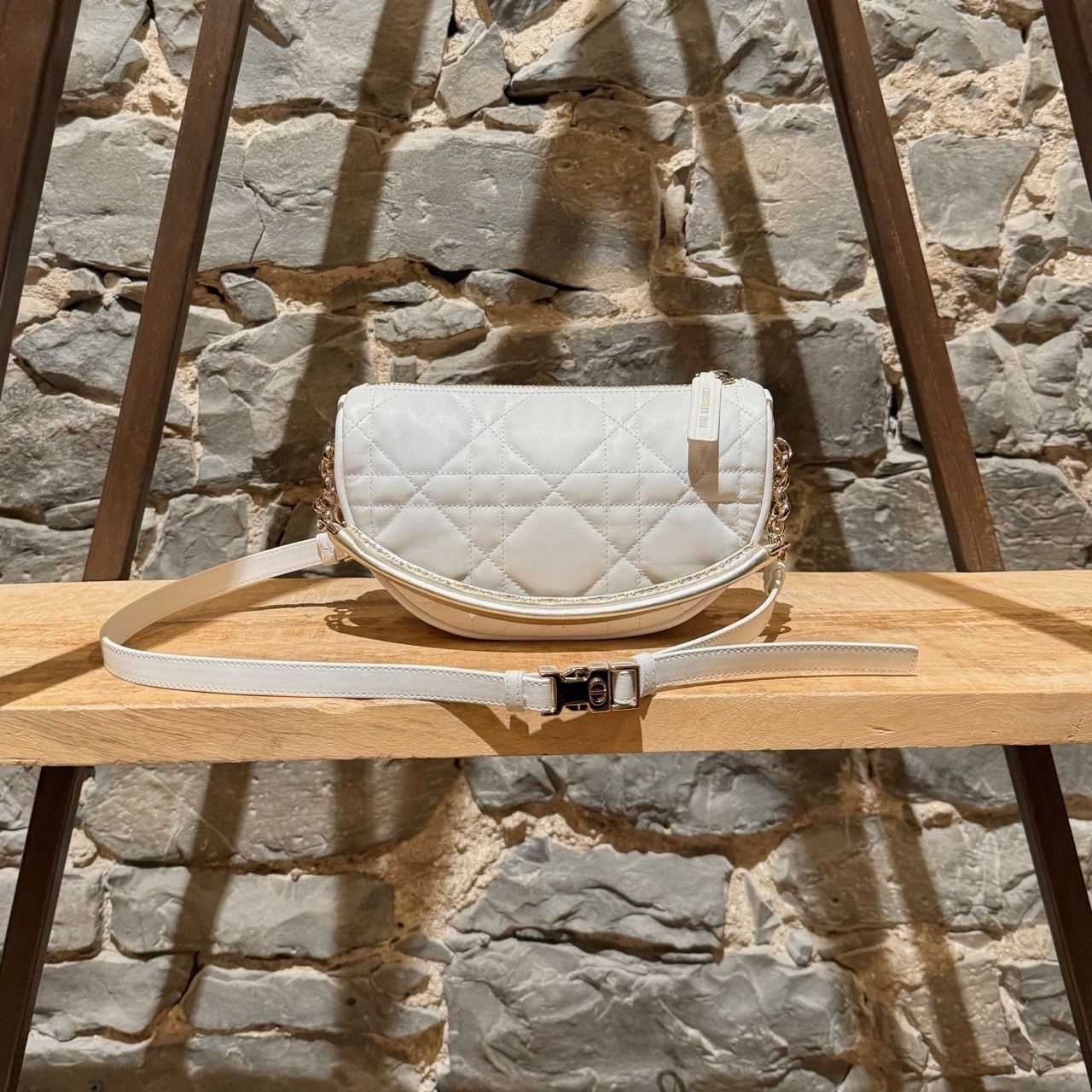 Dior Dior 2021 White Cannage Leather Small Vibe Hobo Two Way Bag Size ONE SIZE - 1 Thumbnail