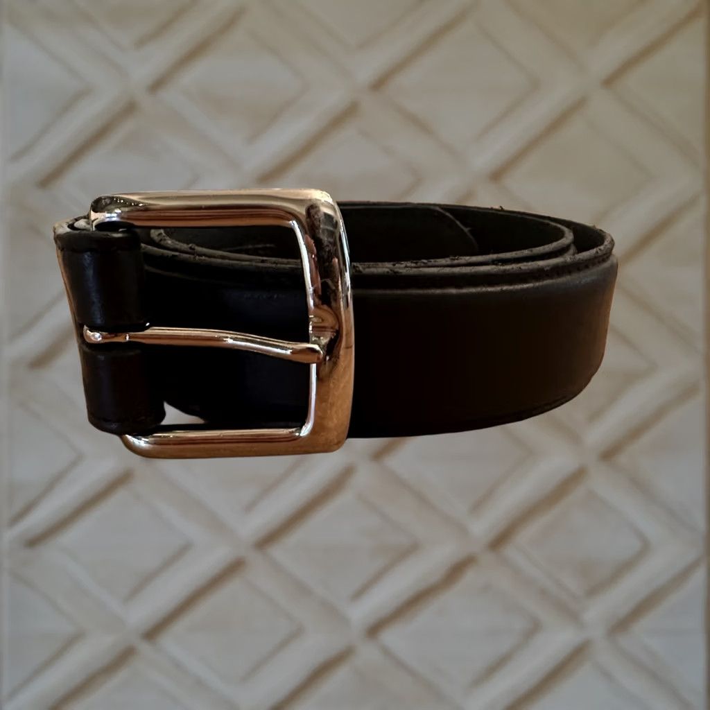 Vintage 3D Belt Company Belt Men's Basic Overlay Feathered Black Leather D1011 Size 34 Western Regular Mens Size 34 - 1 Thumbnail