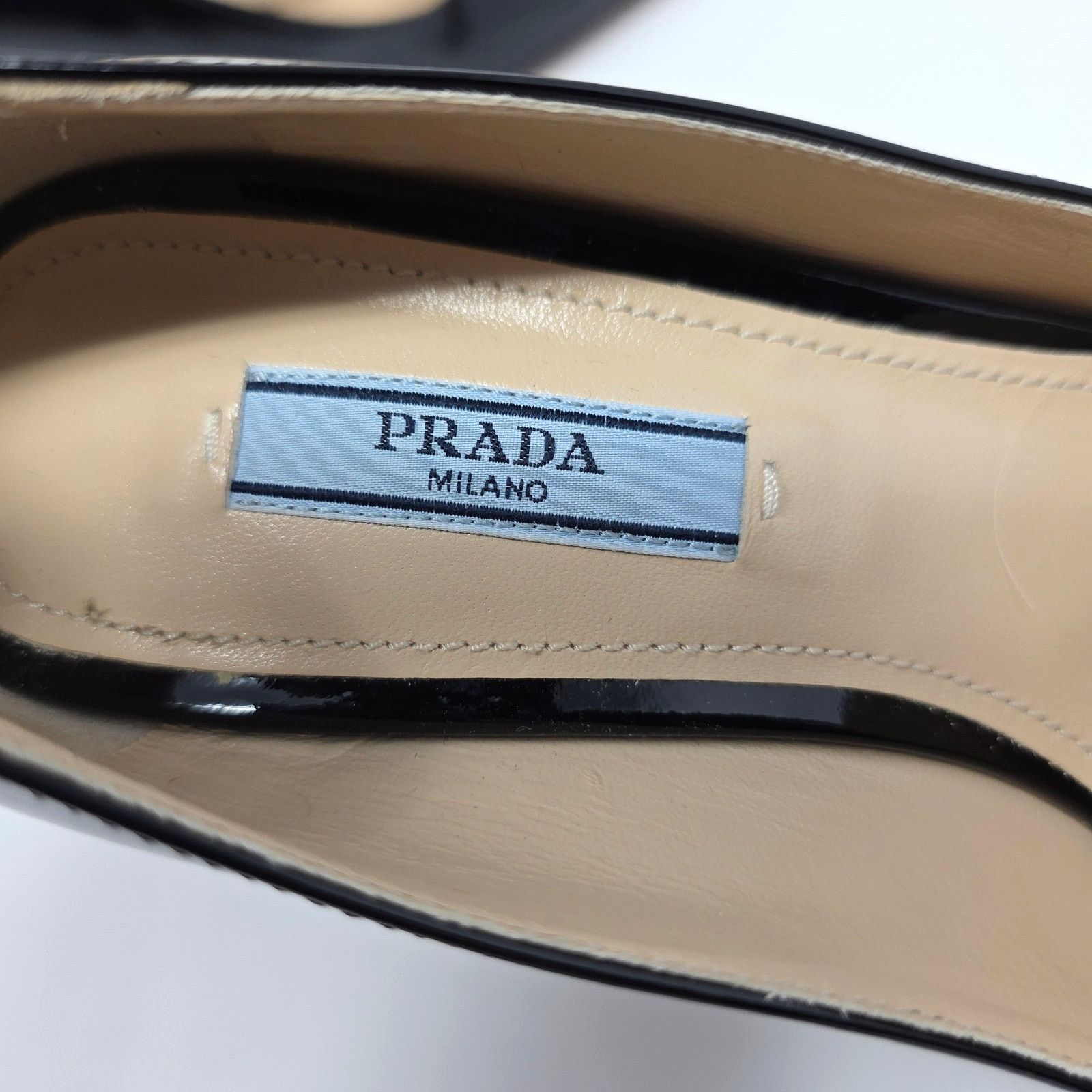 Prada Prada Square Toe Patent Loafer Pumps Black Logo 37 Size US 7 / IT 37 - 10 Thumbnail