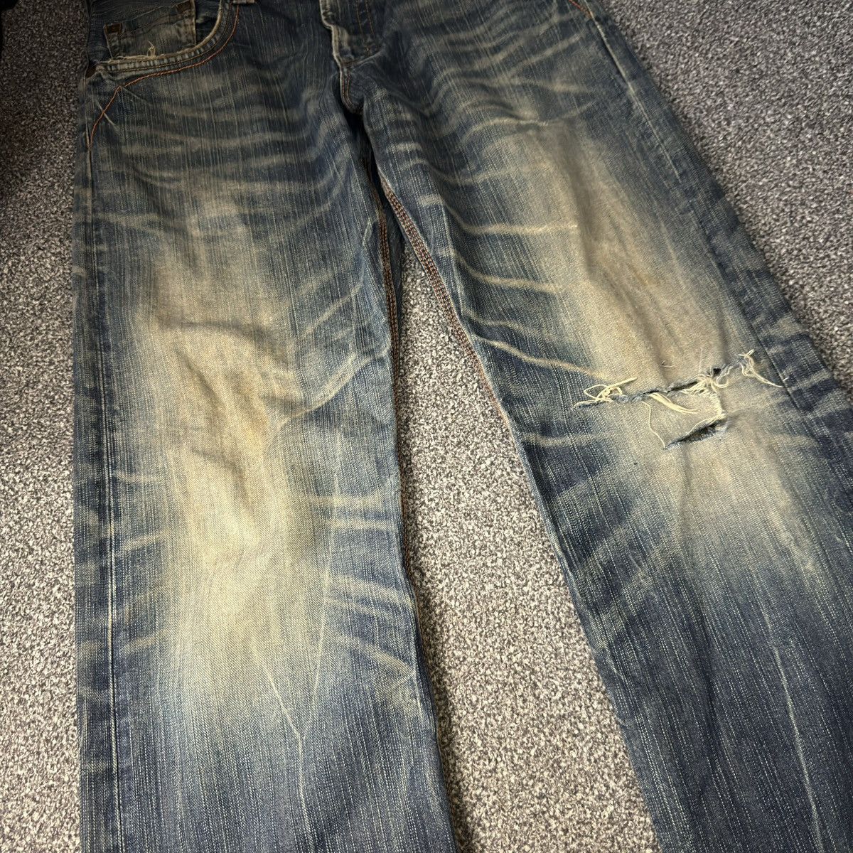 Seditionaries Vintage y2k Baggy Edwin 424XV Orange Stich Distressed Denim Size US 32 / EU 48 - 5 Thumbnail