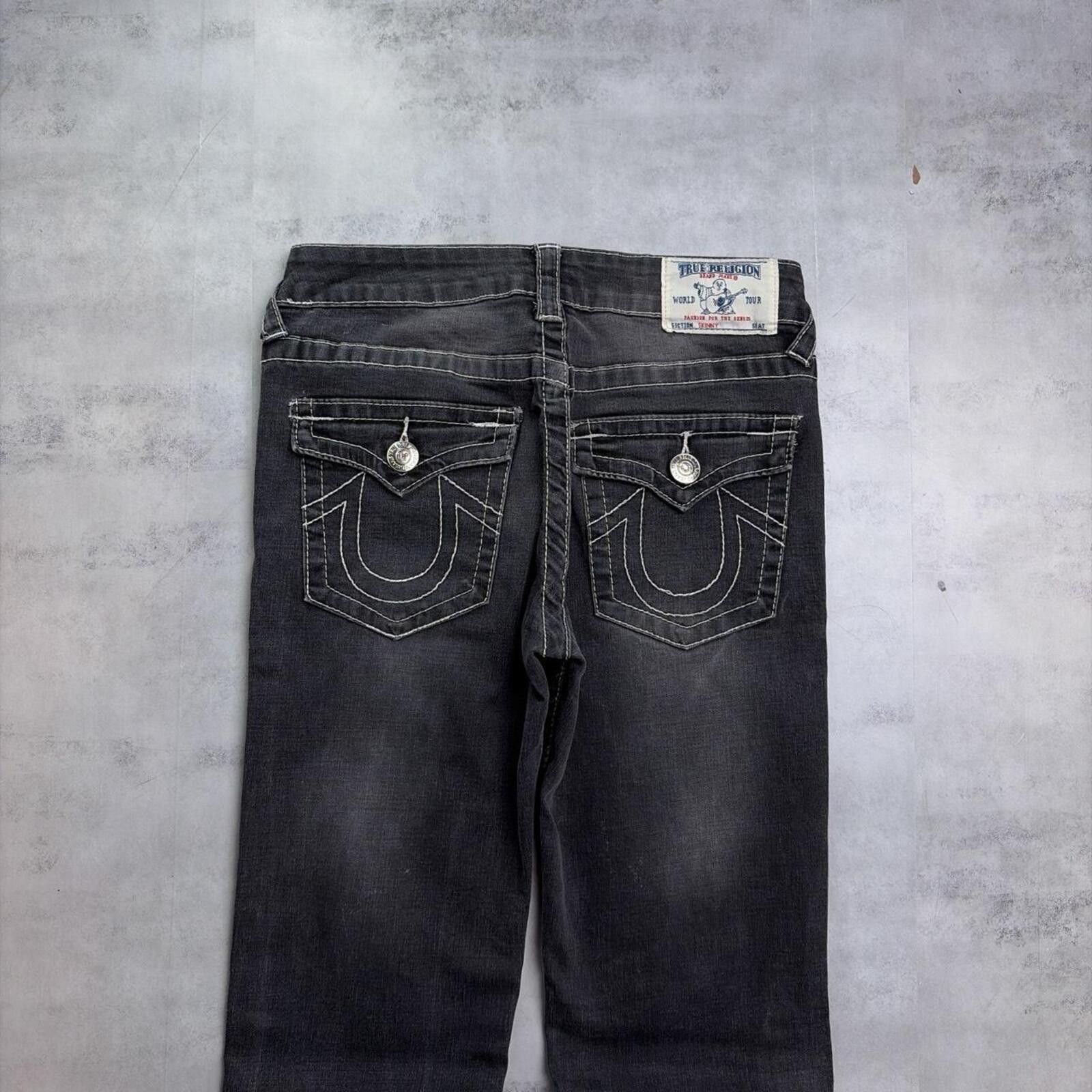 True Religion Y2K Black True Religion Grunge Gothic Skinny Denim Jeans Size 42" / US 20 - 2 Thumbnail