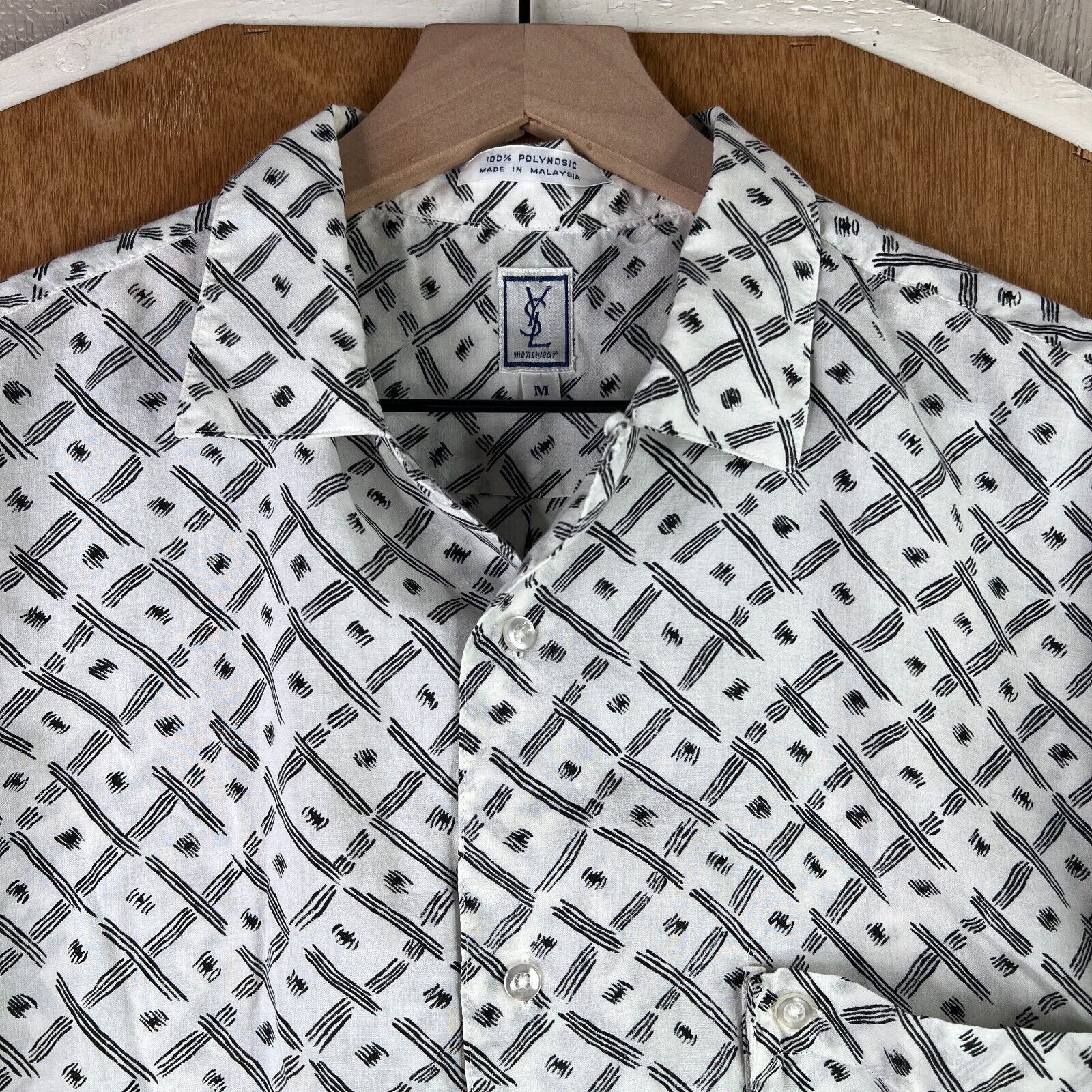 Yves Saint Laurent VINTAGE YSL Shirt Mens Medium White Camp Collar Yves 90s Size US M / EU 48-50 / 2 - 6 Thumbnail