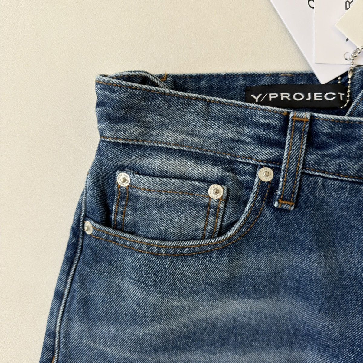 Y/Project A/W 23 ‘’Whiskers Mid Blue’ Washed Jeans Size US 32 / EU 48 - 6 Thumbnail