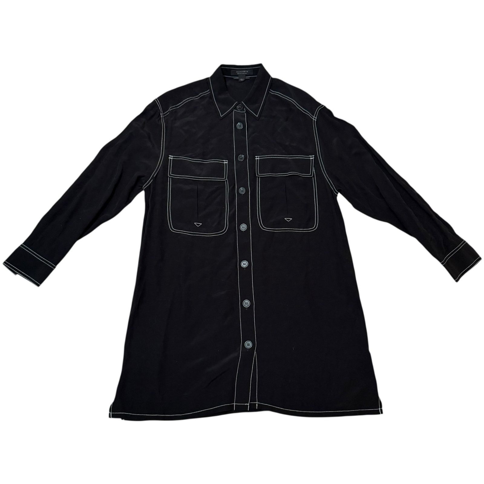 Allsaints AllSaints Vita Shirt Dress Long Sleeve Goth Black US Size 4 Size S / US 4 / IT 40 - 1 Thumbnail