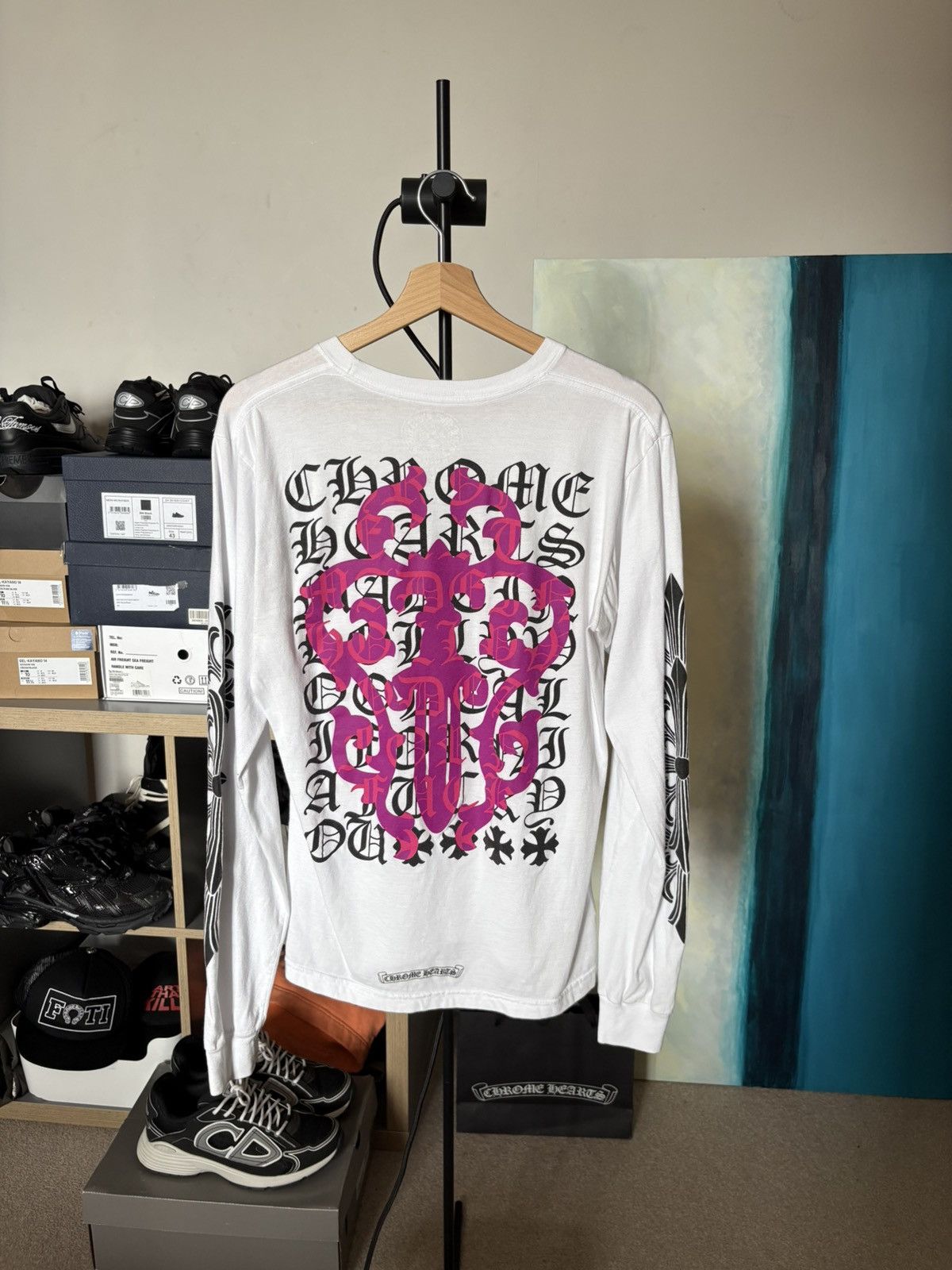 ◆CHROME HEARTS◆DAGGER THERMAL ロング Tシャツ L/S TEE WHITE Chrome Hearts CHROME HEARTS Multicolor Dagger & Scroll Long