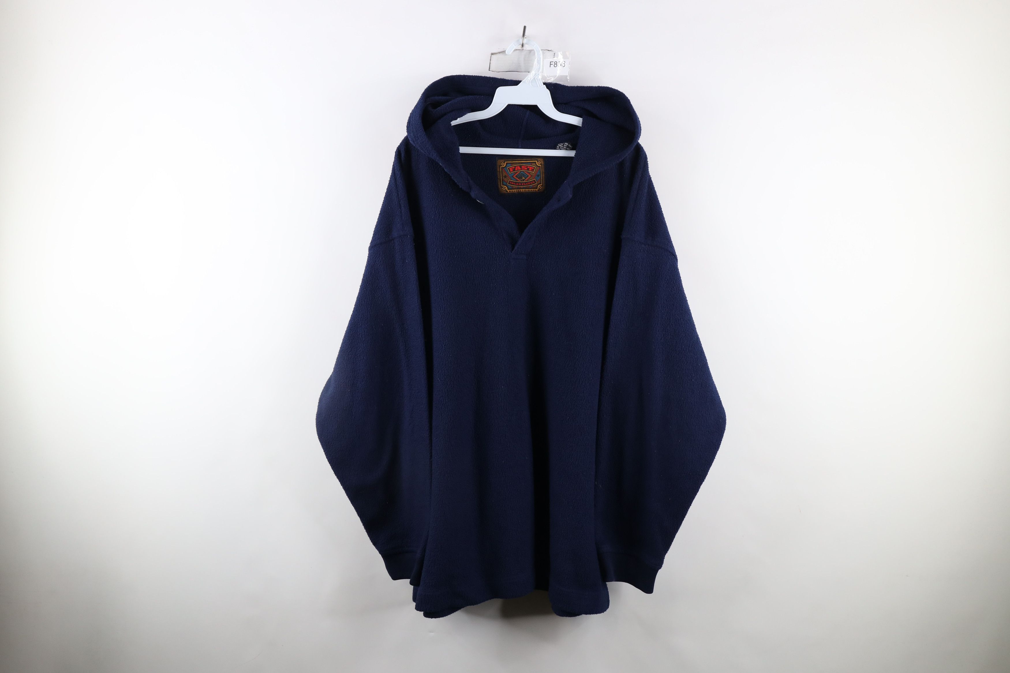 Vintage Vintage 90s Streetwear Blank Baggy Fit Fleece Henley Hoodie Size US XL / EU 56 / 4 - 1 Thumbnail