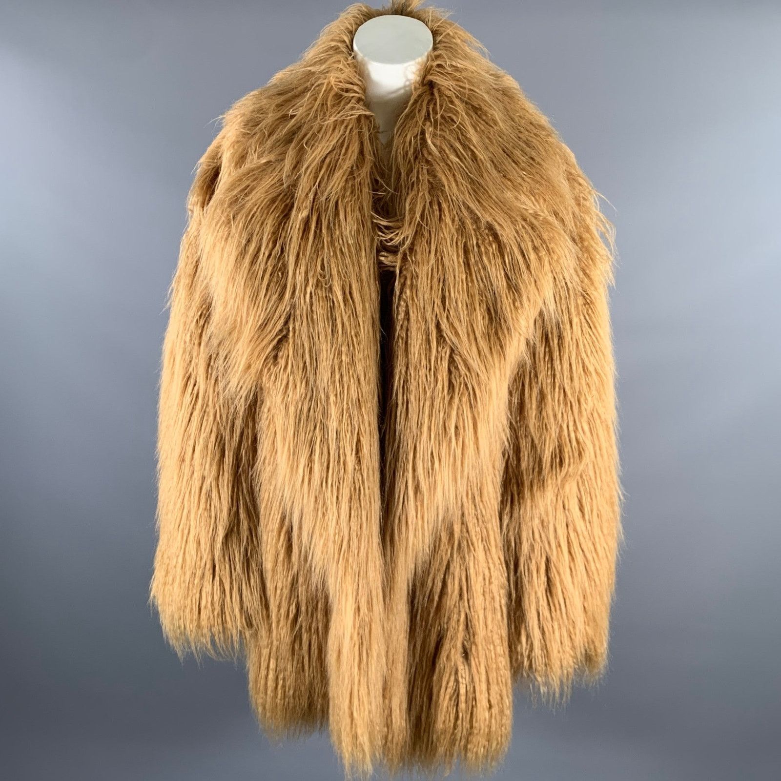 Frankie Shop THE FRANKIE SHOP Camel Modacrylic Faux Fur Notch Lapel Coat Size XS / US 0-2 / IT 36-38 - 1 Thumbnail