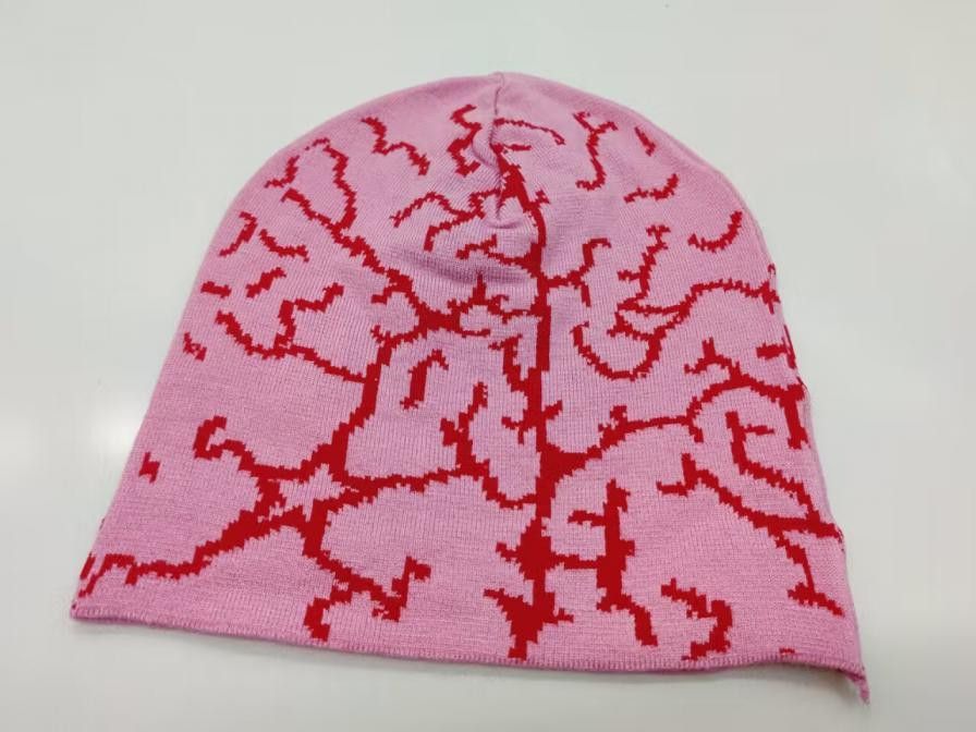 Japanese Brand Brain Pattern Graphic No Cuff Skull Cap Beanie Hat Pink Size ONE SIZE - 1 Thumbnail