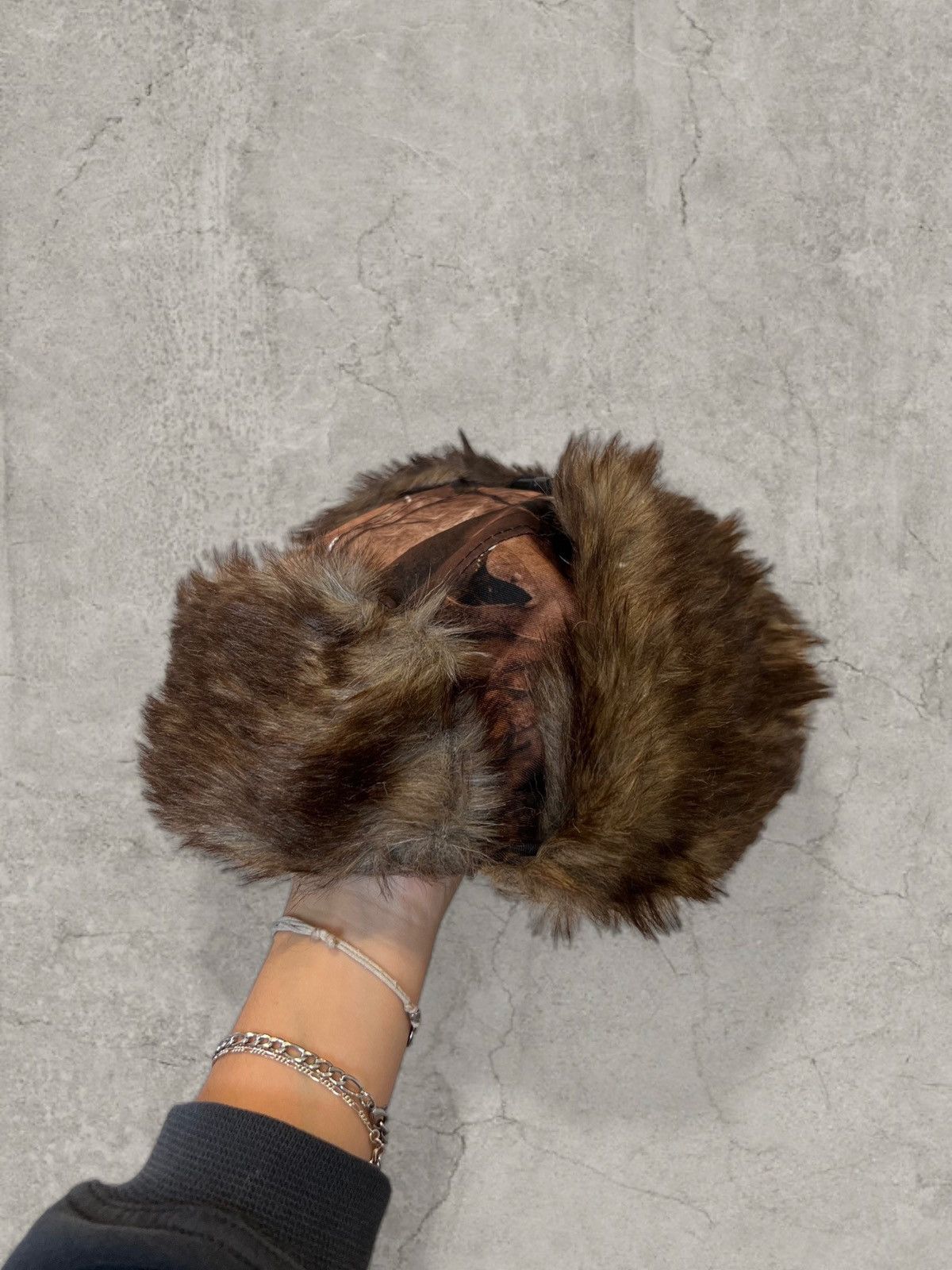 Other Russian Ushanka fluffy winter hat in brown camo. One size Size ONE SIZE - 1 Thumbnail