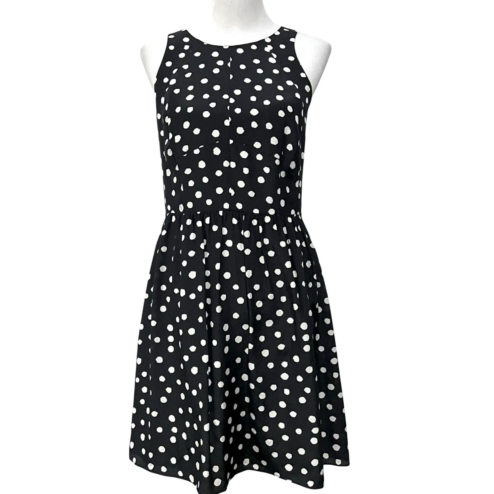 Rebecca Taylor Rebecca Taylor Black Polka Dot Silk Sleeveless Dress Racerback Women’s Size 8 Size M / US 6-8 / IT 42-44 - 2 Thumbnail