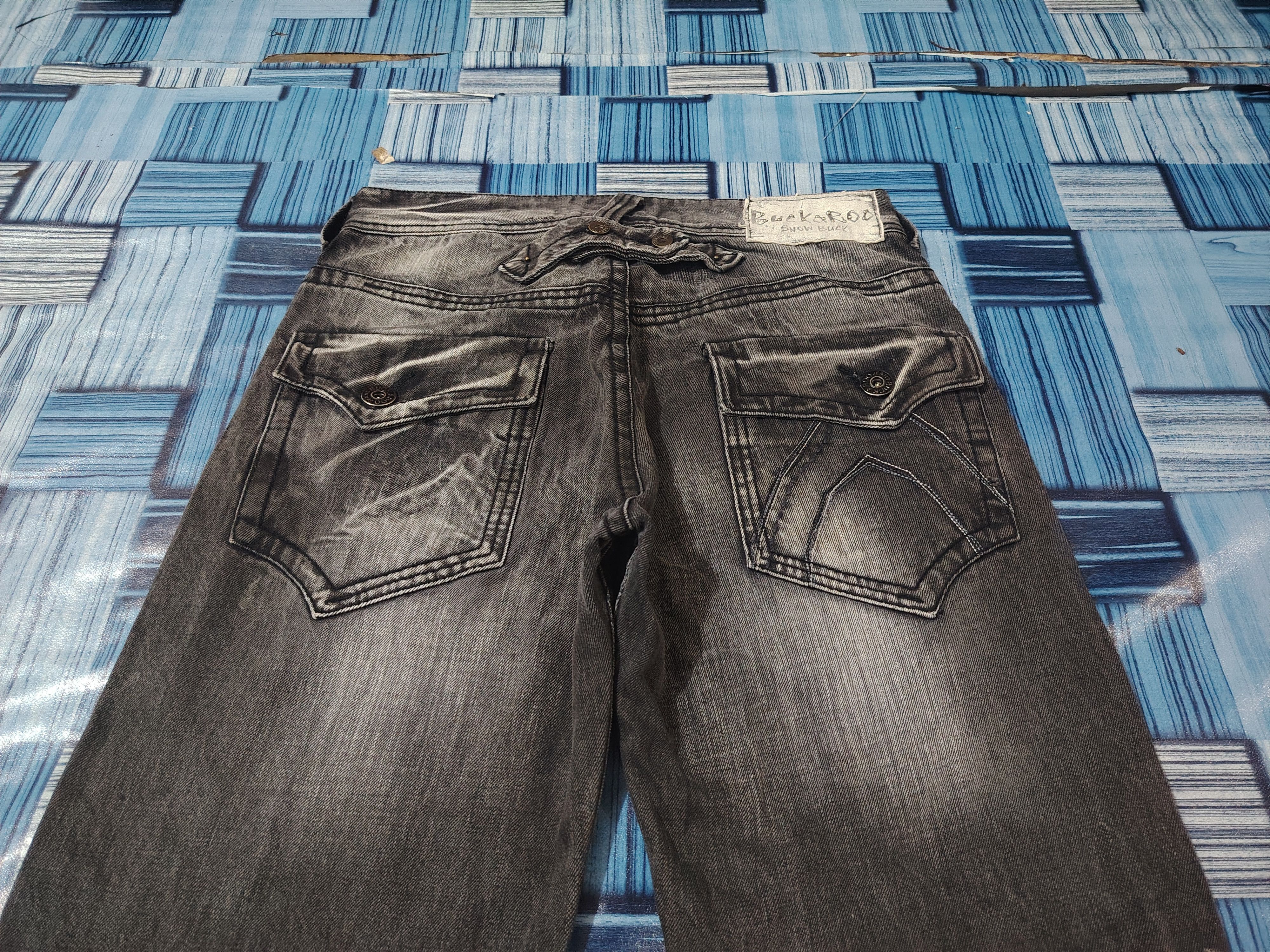 If Six Was Nine Buckaroo Distressed Denim Flared Jeans Baggy Style Buckle Size US 31 - 15 Thumbnail
