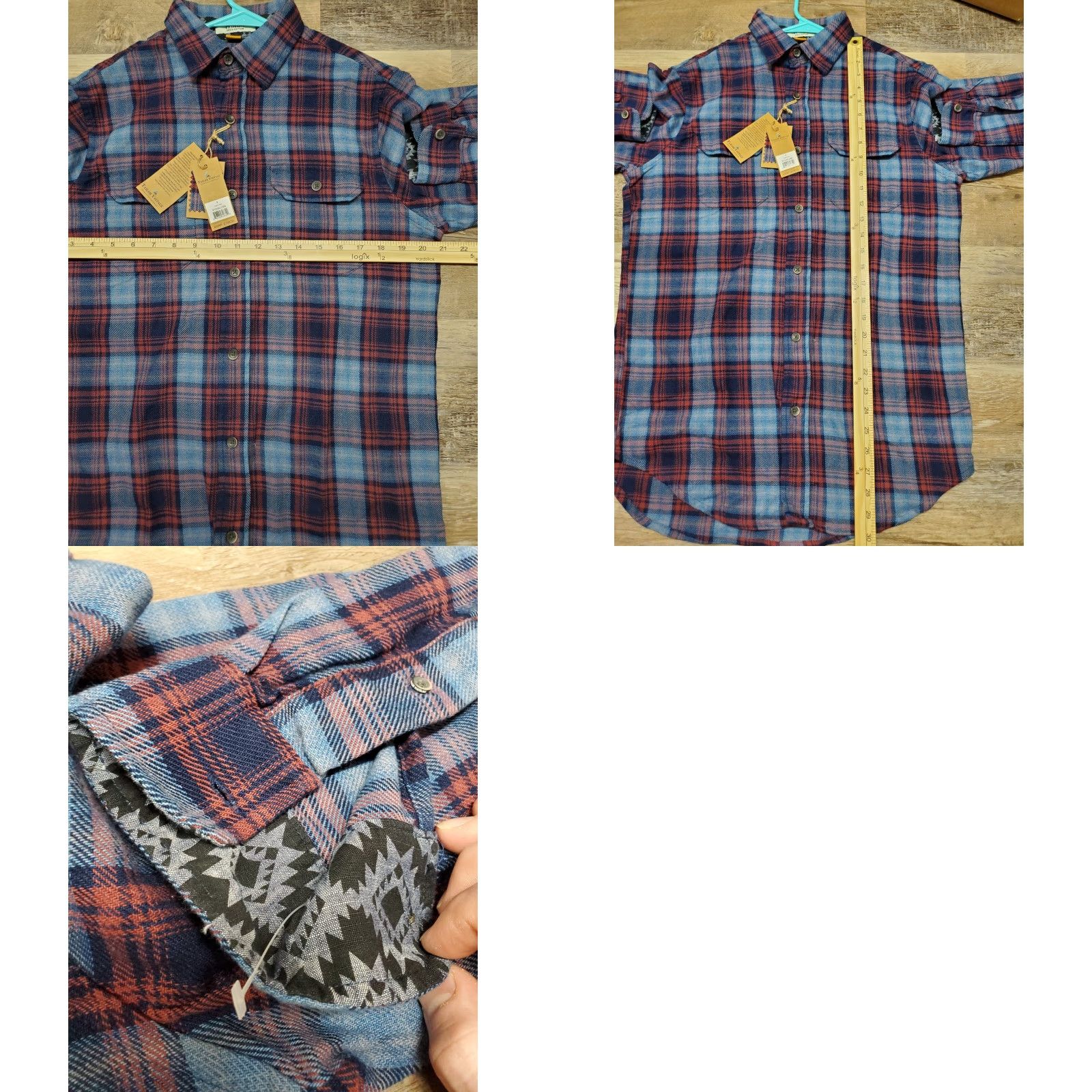 Tailor Vintage Button-Up Shirt Long Sleeve Plaid Heavyweight 100% Cotton Multicolor Regular S Mens NWT