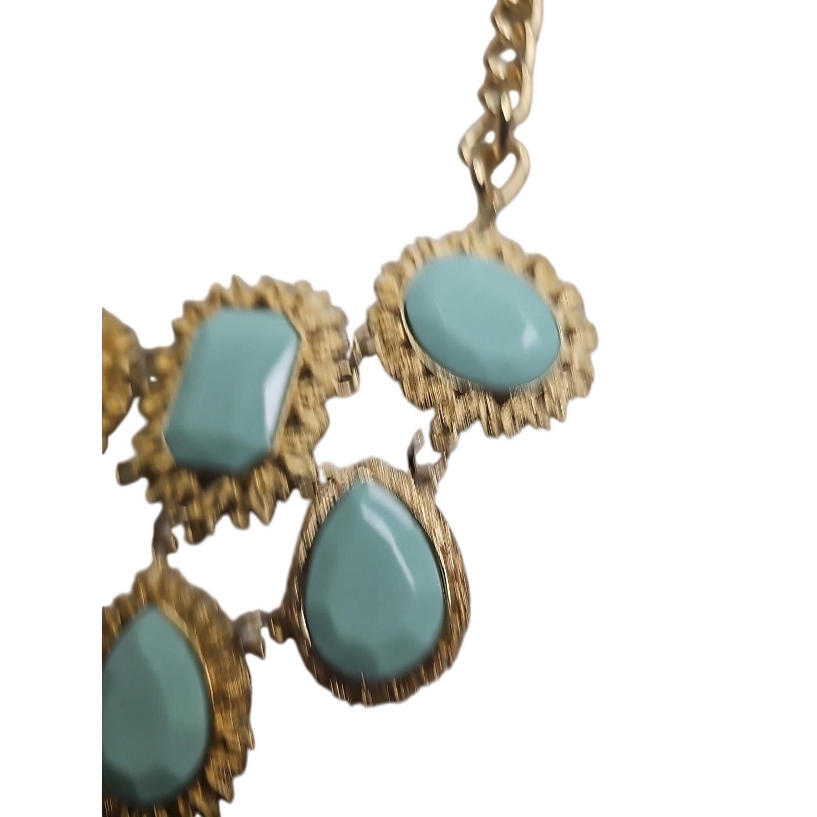 The Unbranded Brand Bib Necklace Pastel Mint Green Faceted Acrylic Stones Gold Size ONE SIZE - 5 Thumbnail