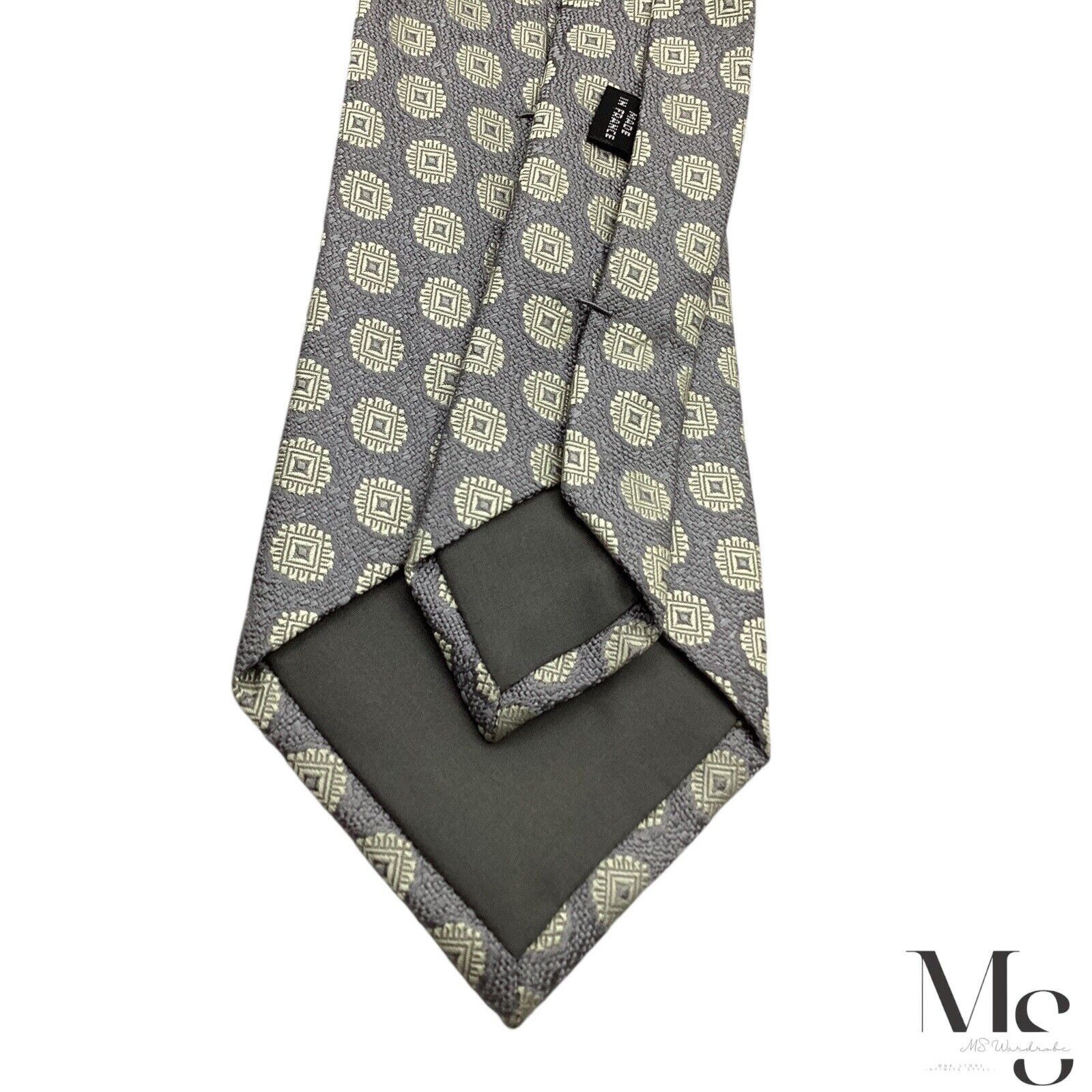 Charvet CHARVET PLACE VENDÔME Gray Geometric Silk Tie Made In France Size ONE SIZE - 5 Thumbnail