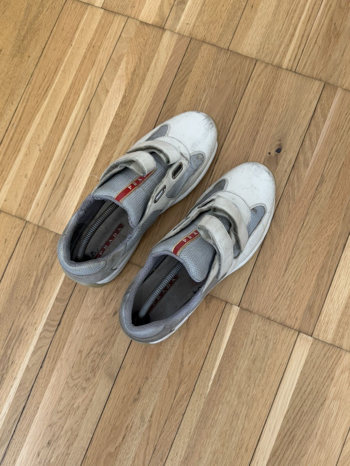 Prada Prada America’s Cup Velcro Sneakers - Silver/White Size US 10 / EU 43 - 4 Thumbnail