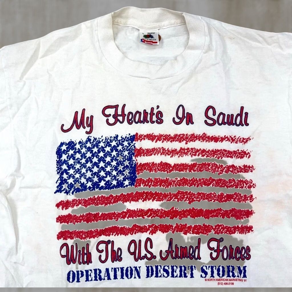 Fruit Of The Loom VINTAGE Desert Storm Shirt Mens L White Tee Single Stitch Thrashed USA 90s Graphic Print Fruit of the Loom Size US L / EU 52-54 / 3 - 1 Thumbnail